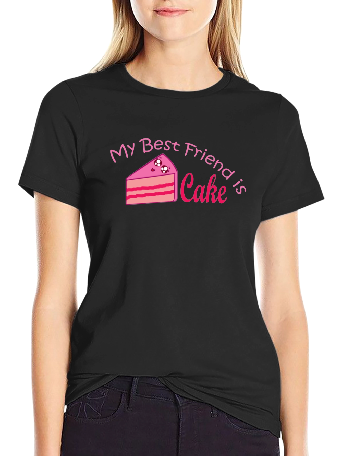 Black My Best Friend is Cake - Black Graphic Tee view 2