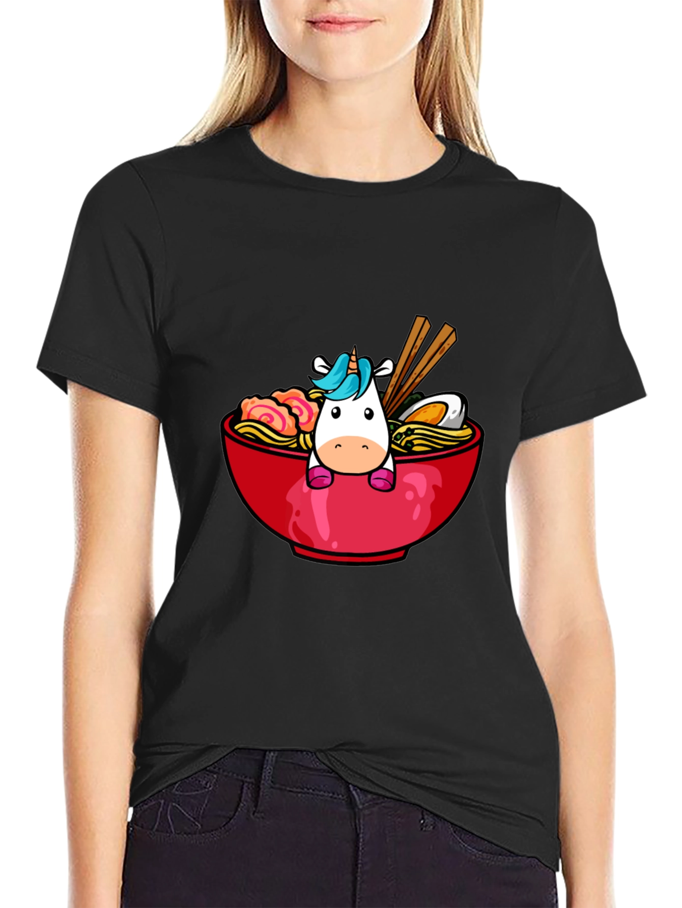 Black Unicorn Ramen Graphic Tee - Cute & Trendy view 2