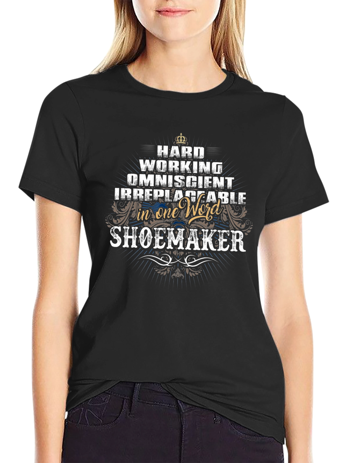 Black Hardworking Shoemaker T-Shirt view 2