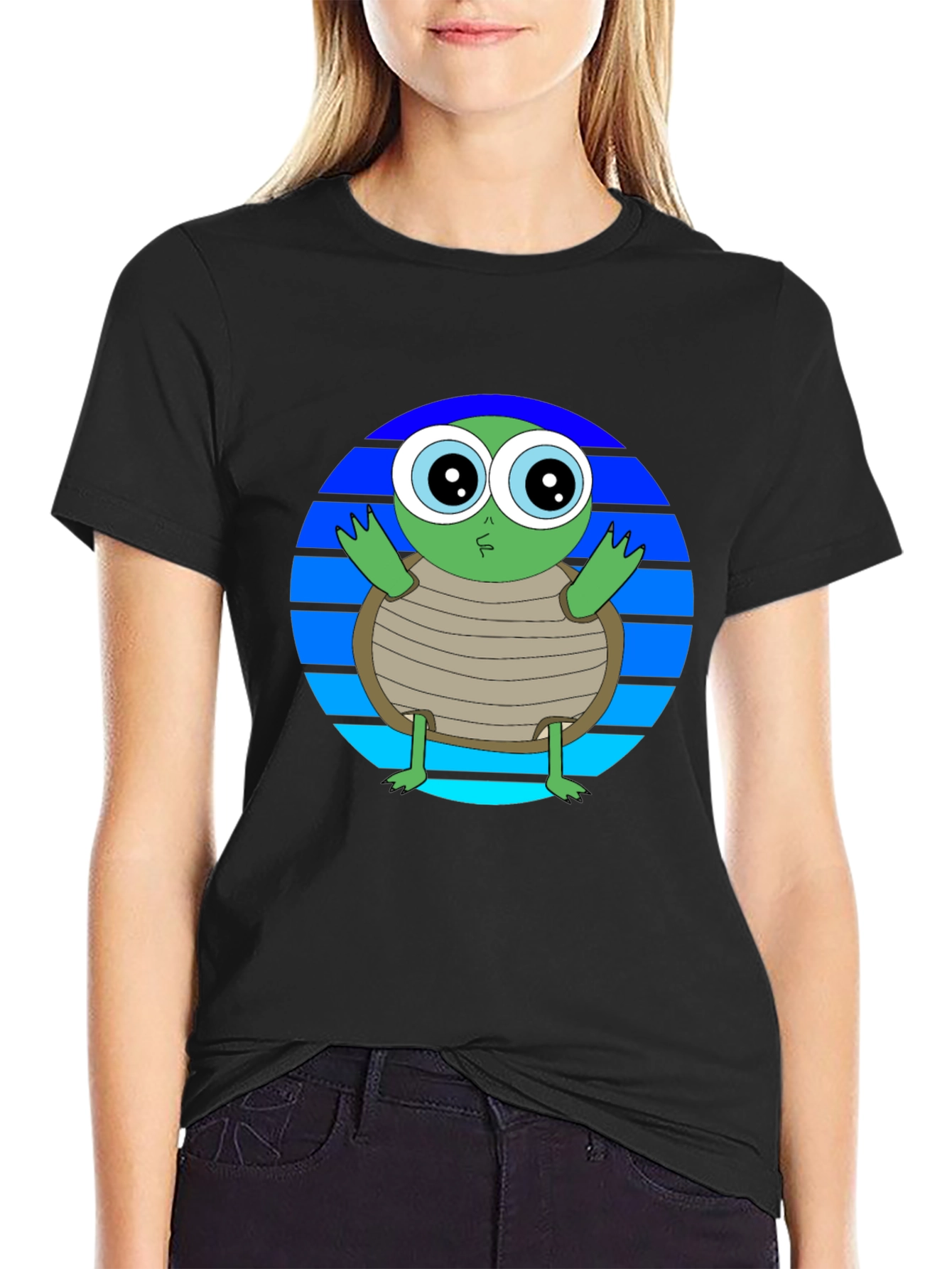 Cartoon Turtle Graphic Tee - Soft Cotton Blend - 2