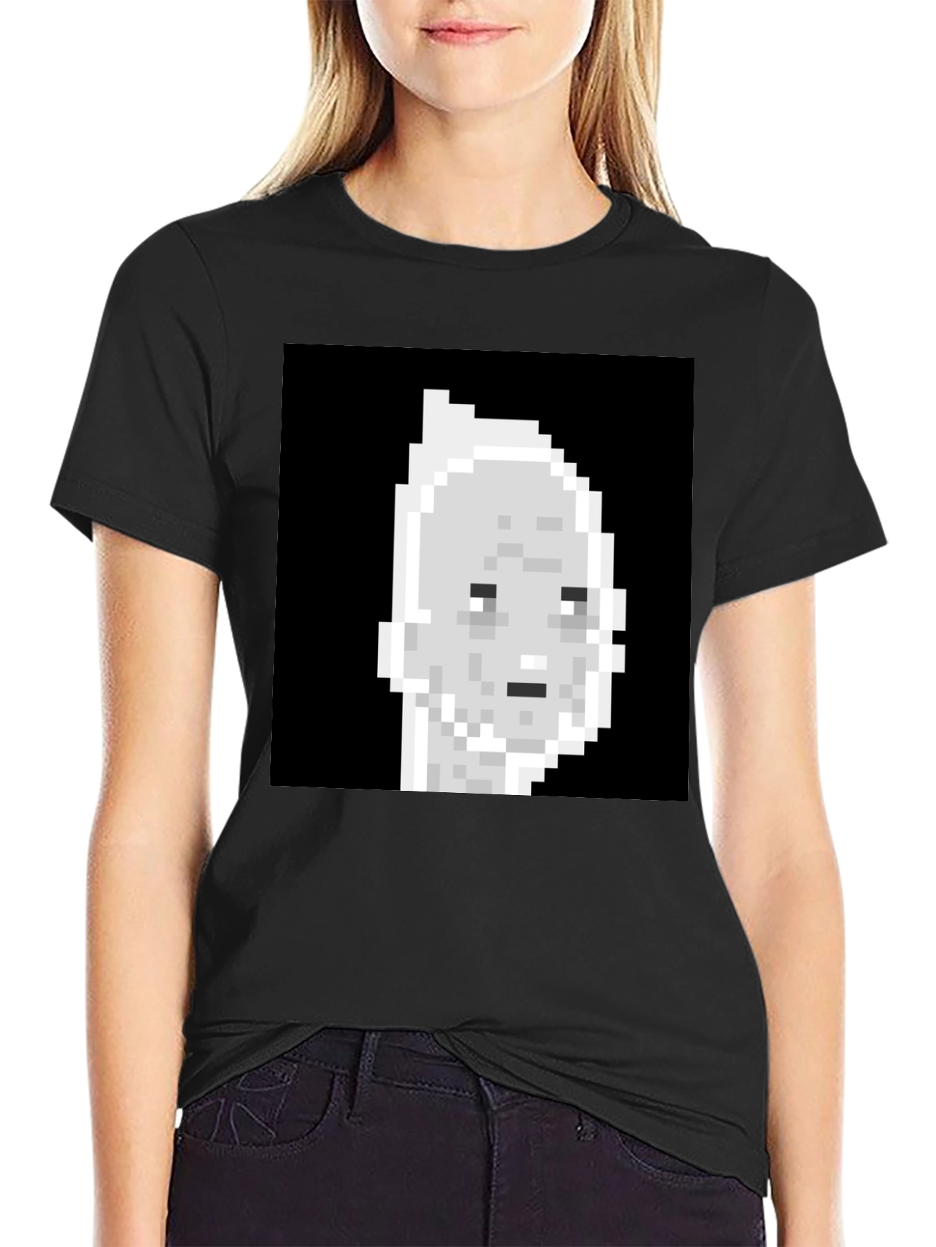Black Pixel Art T-Shirt - Retro Style Tee view 2