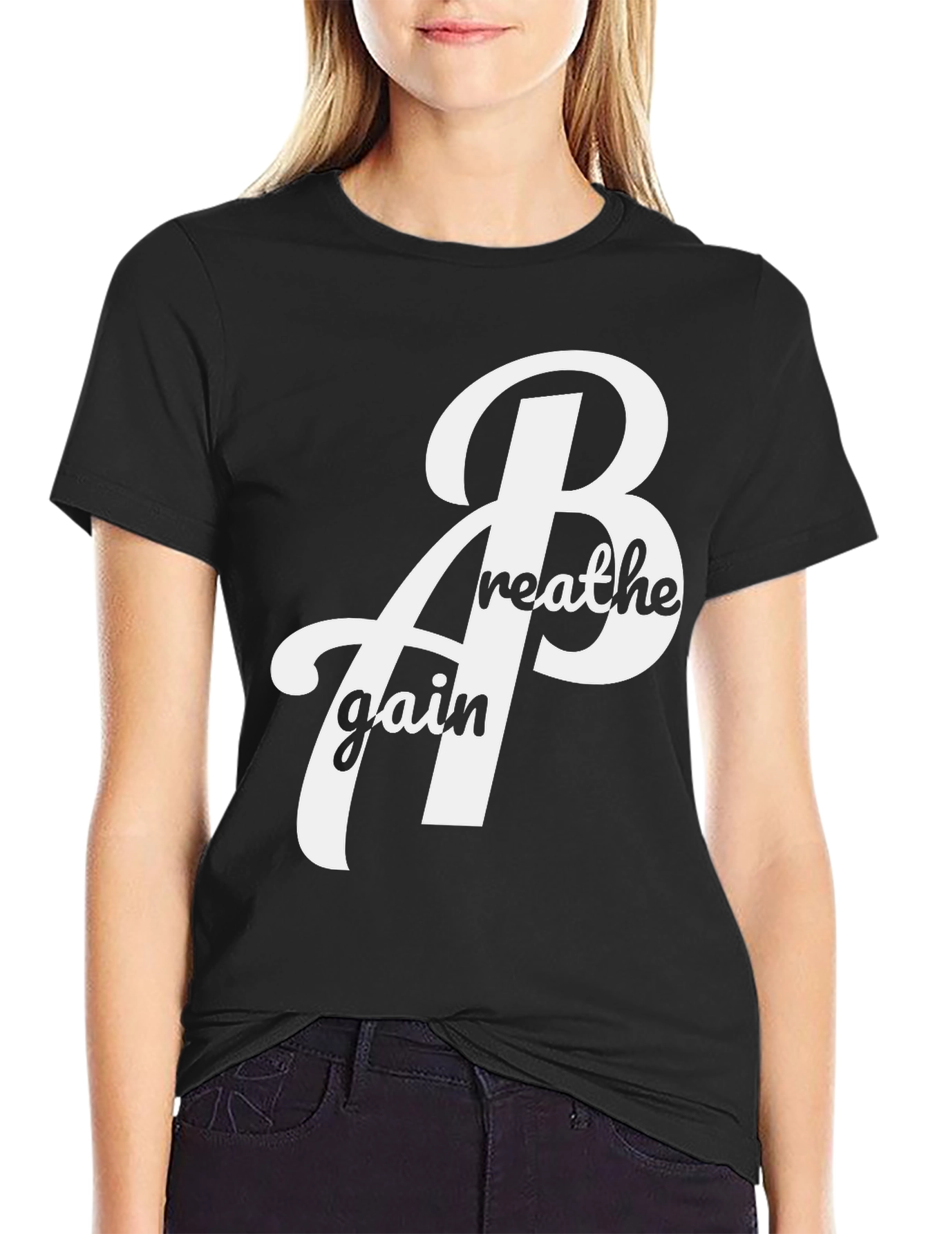 Black Breathe Again Black Graphic Tee Shirt view 2
