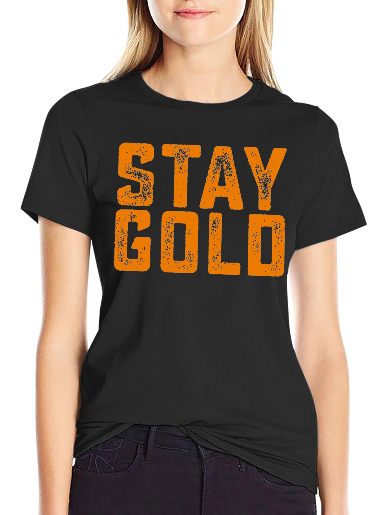 Black Stay Gold Black T-Shirt - Unique Graphic Tee view 2