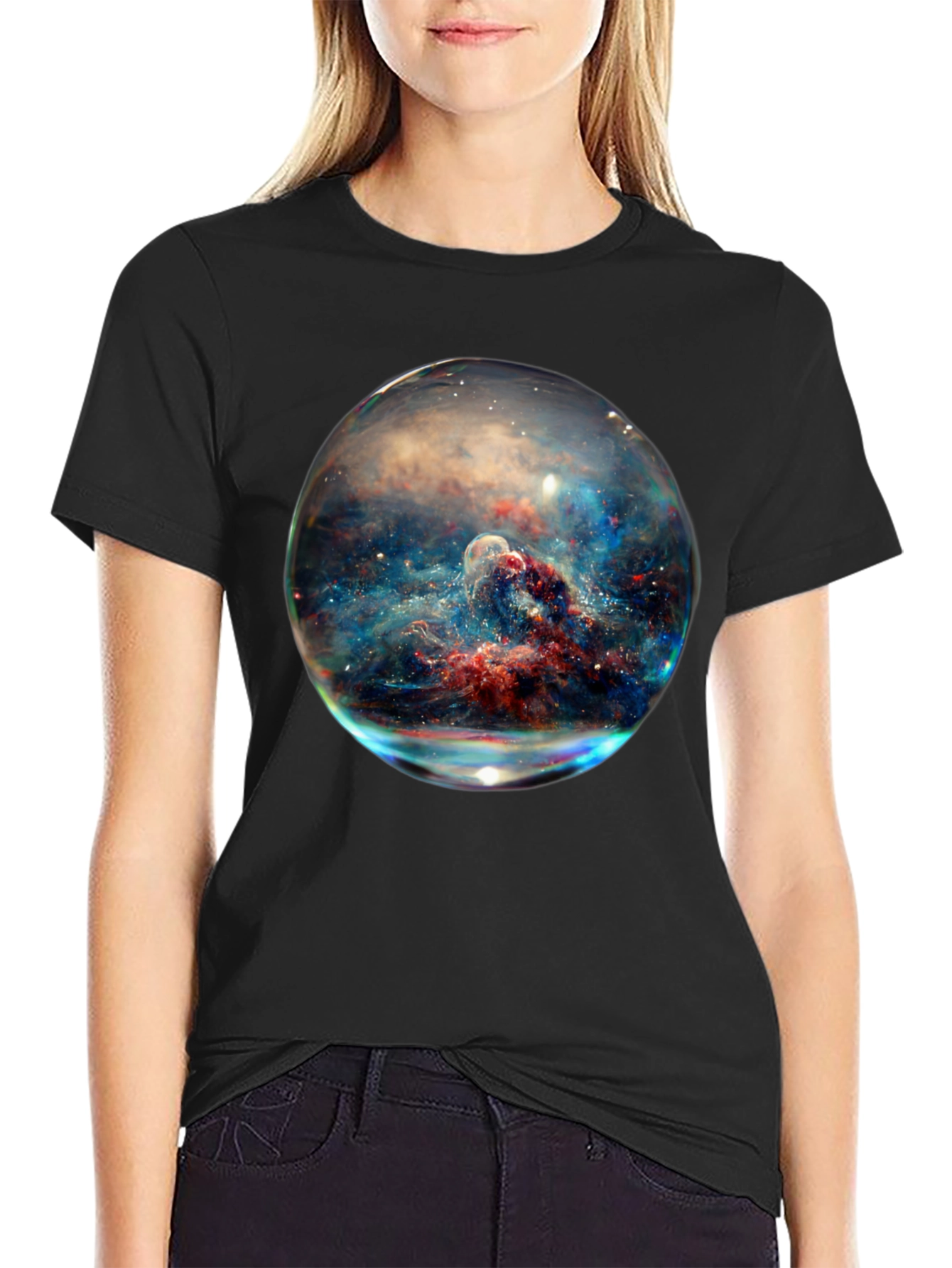 Black Nebula Sphere Graphic T-Shirt view 2