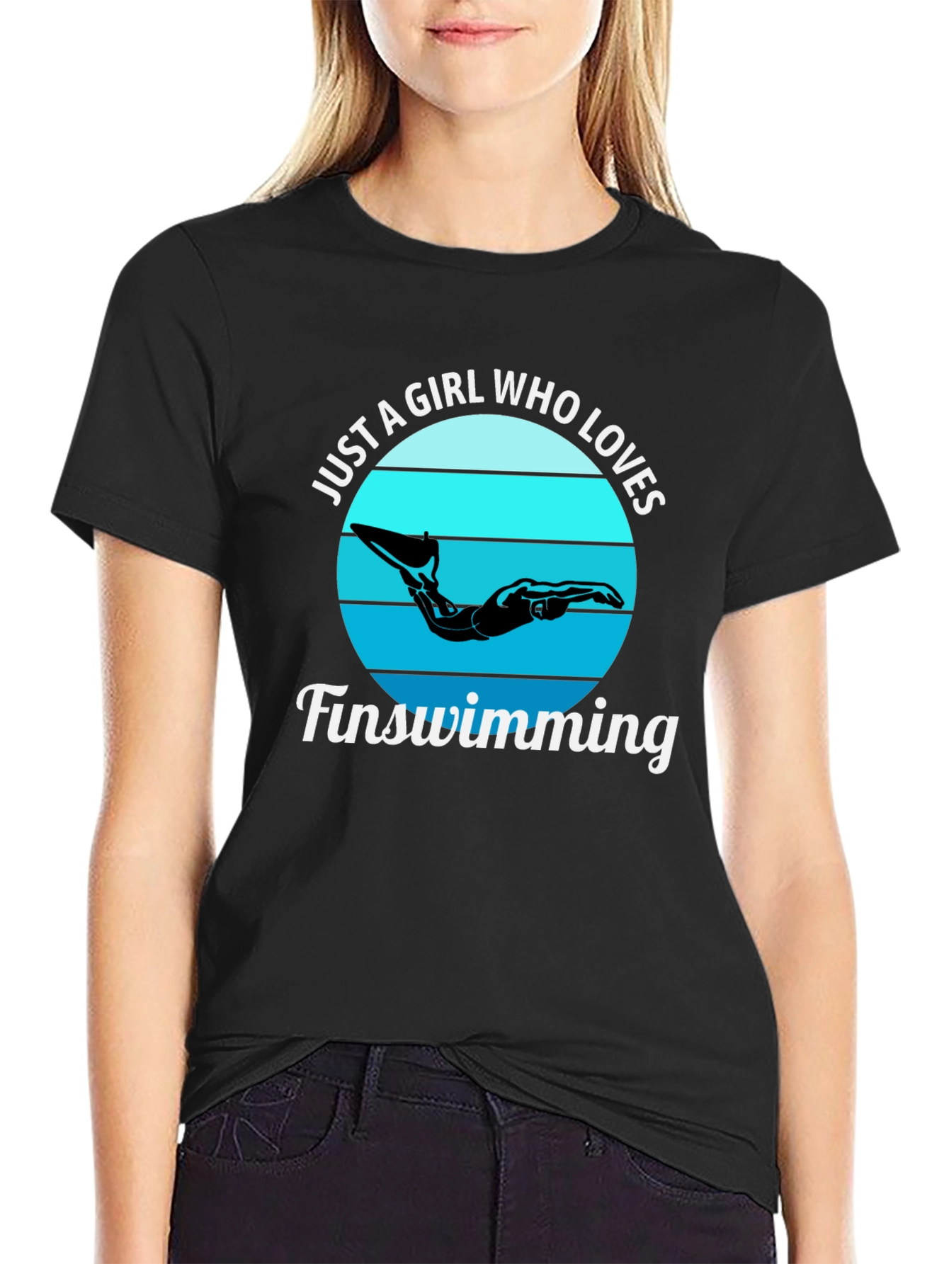 Black Girl Who Loves Finswimming Graphic T-Shirt view 2