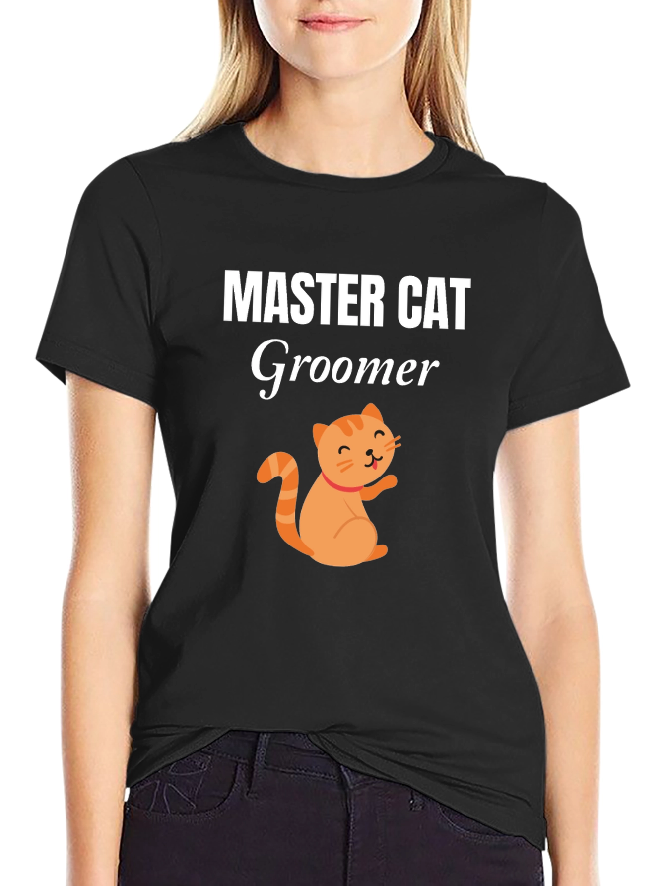 Black Master Cat Groomer T-Shirt - Fun Pet Lover Tee view 2