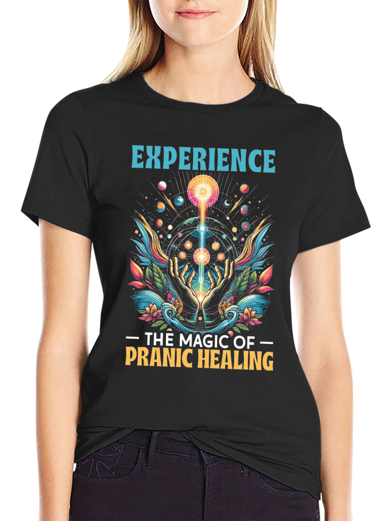 Black Pranic Healing Graphic T-Shirt view 2