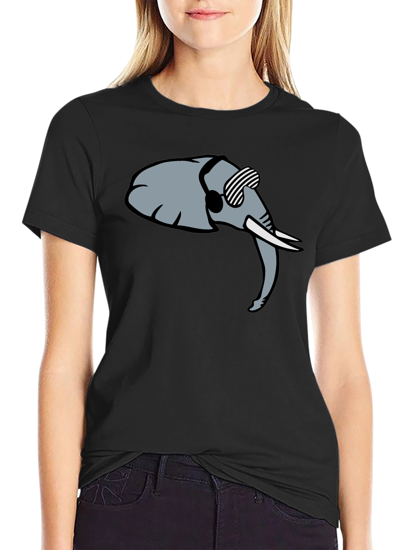 Black Cool Elephant Graphic Tee - Trendy Black Shirt view 2