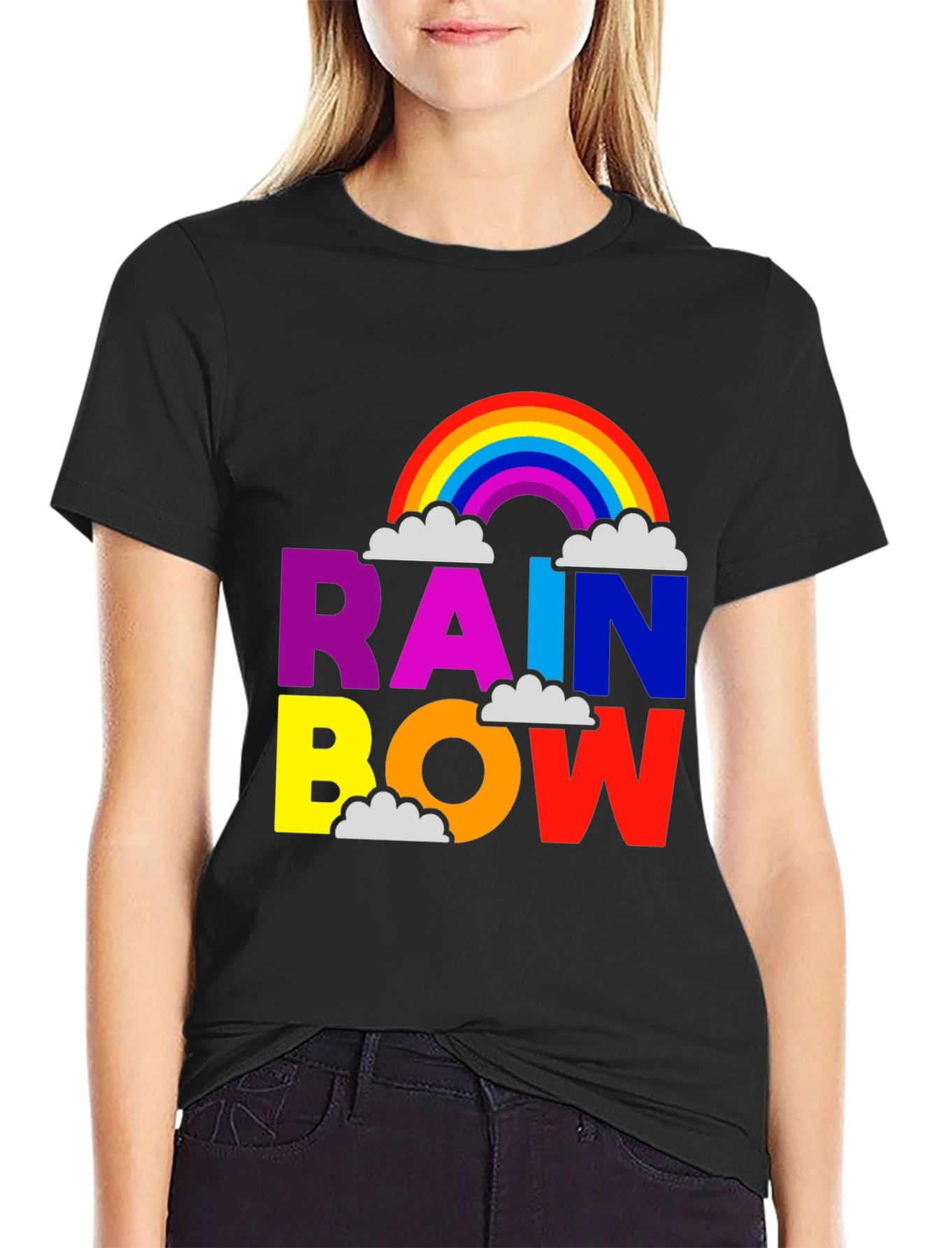 Black Rainbow Graphic T-Shirt view 2