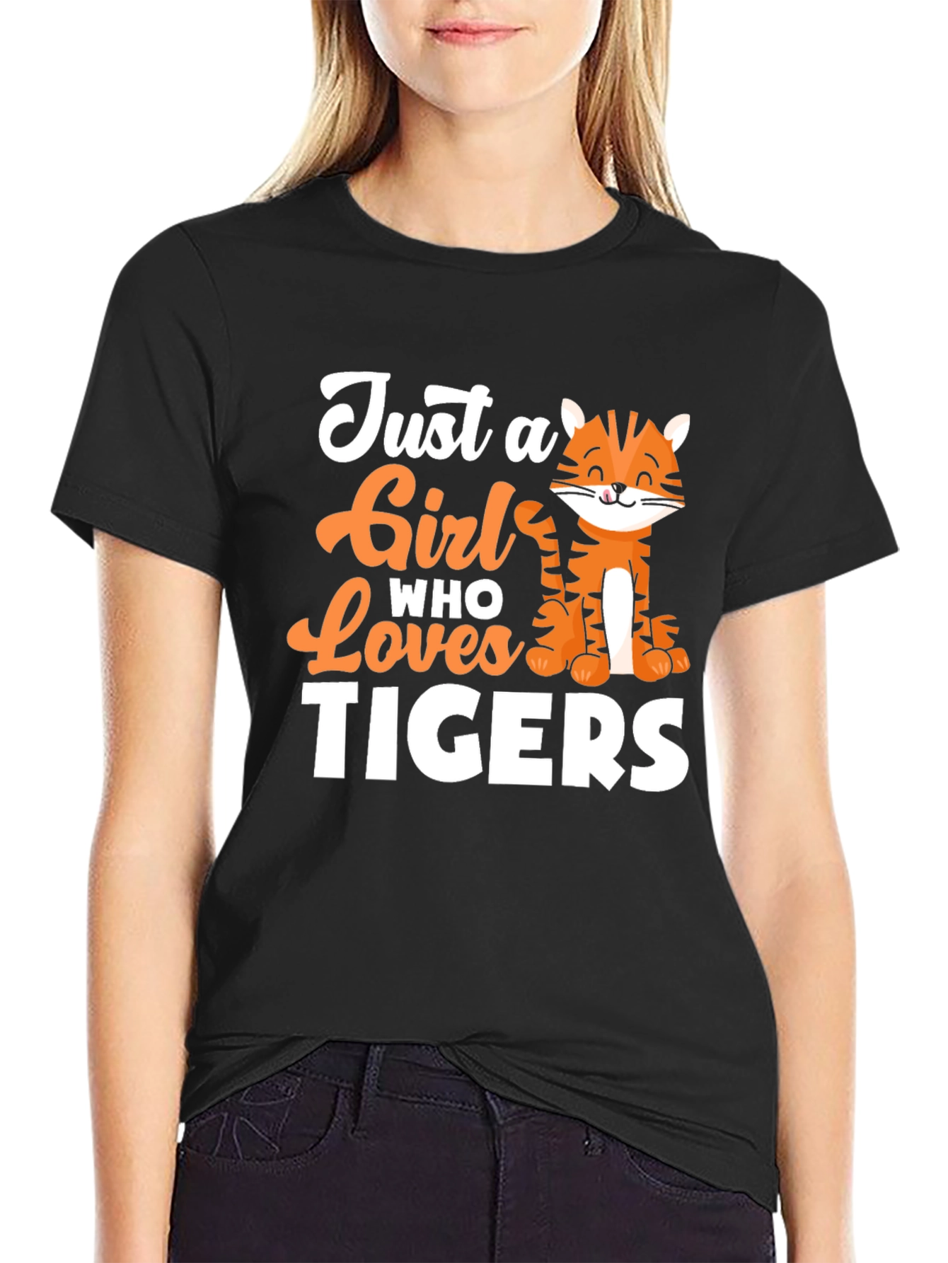 Black Just a Girl Who Loves Tigers Graphic Tee view 2