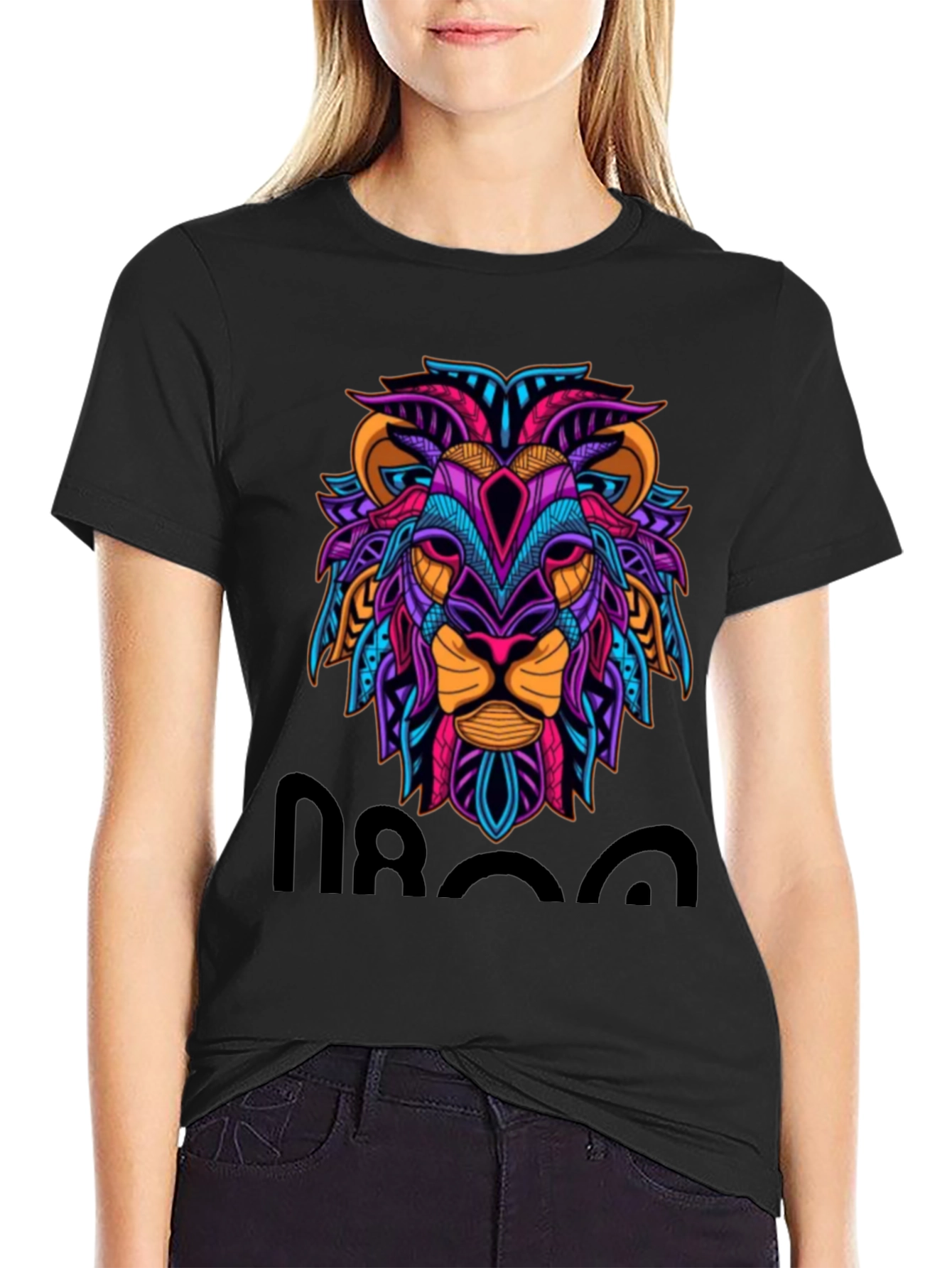 Black Lion Graphic Print Tee - Men's Black T-Shirt view 2
