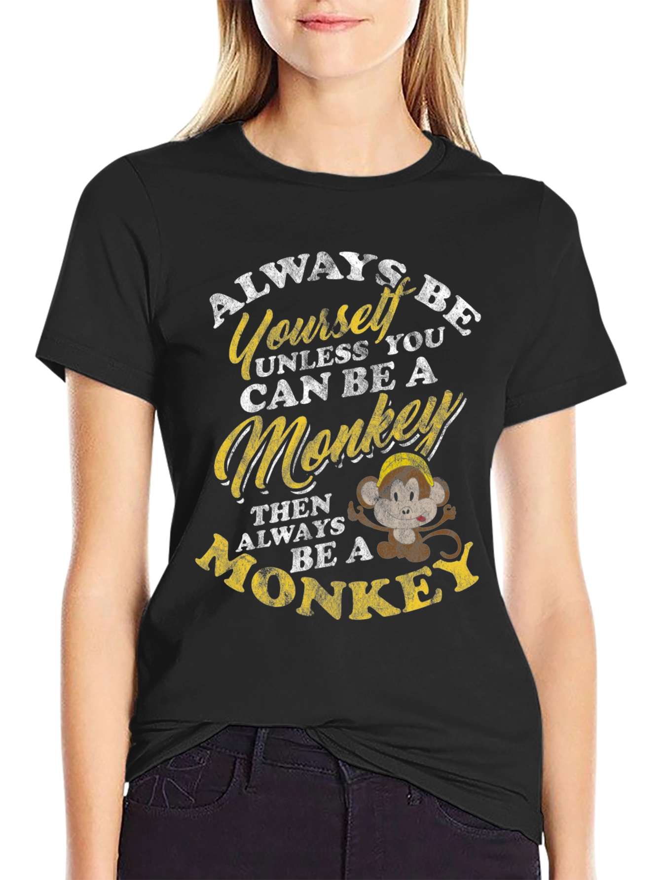 Black Always Be Yourself Unless Monkey T-Shirt view 2