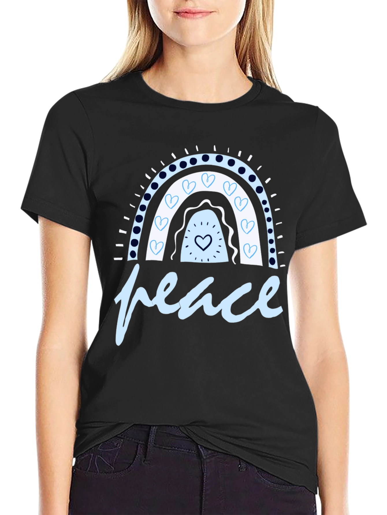 Black Peace Rainbow Graphic Tee - Stylish Comfort view 2