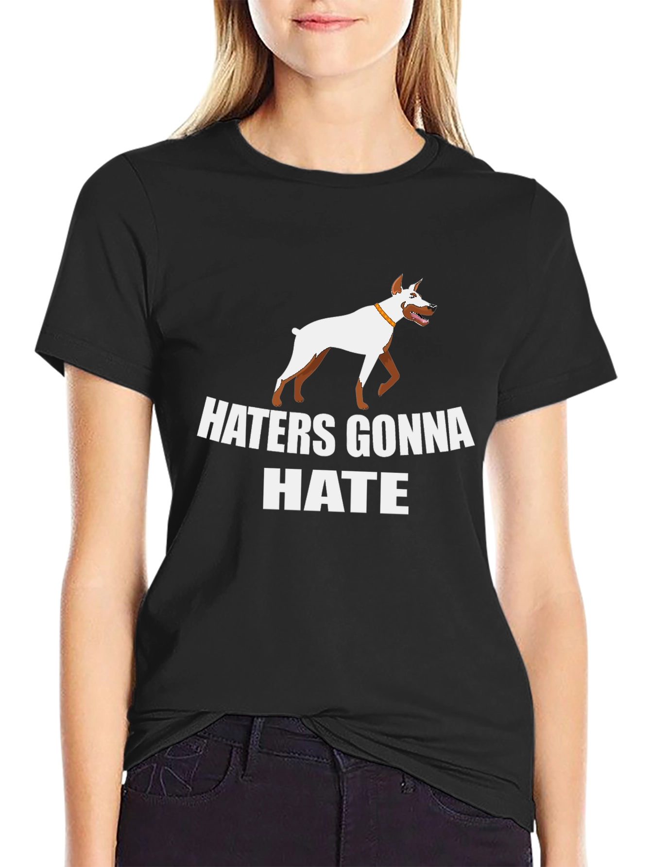 Black Haters Gonna Hate Dog Graphic T-Shirt view 2
