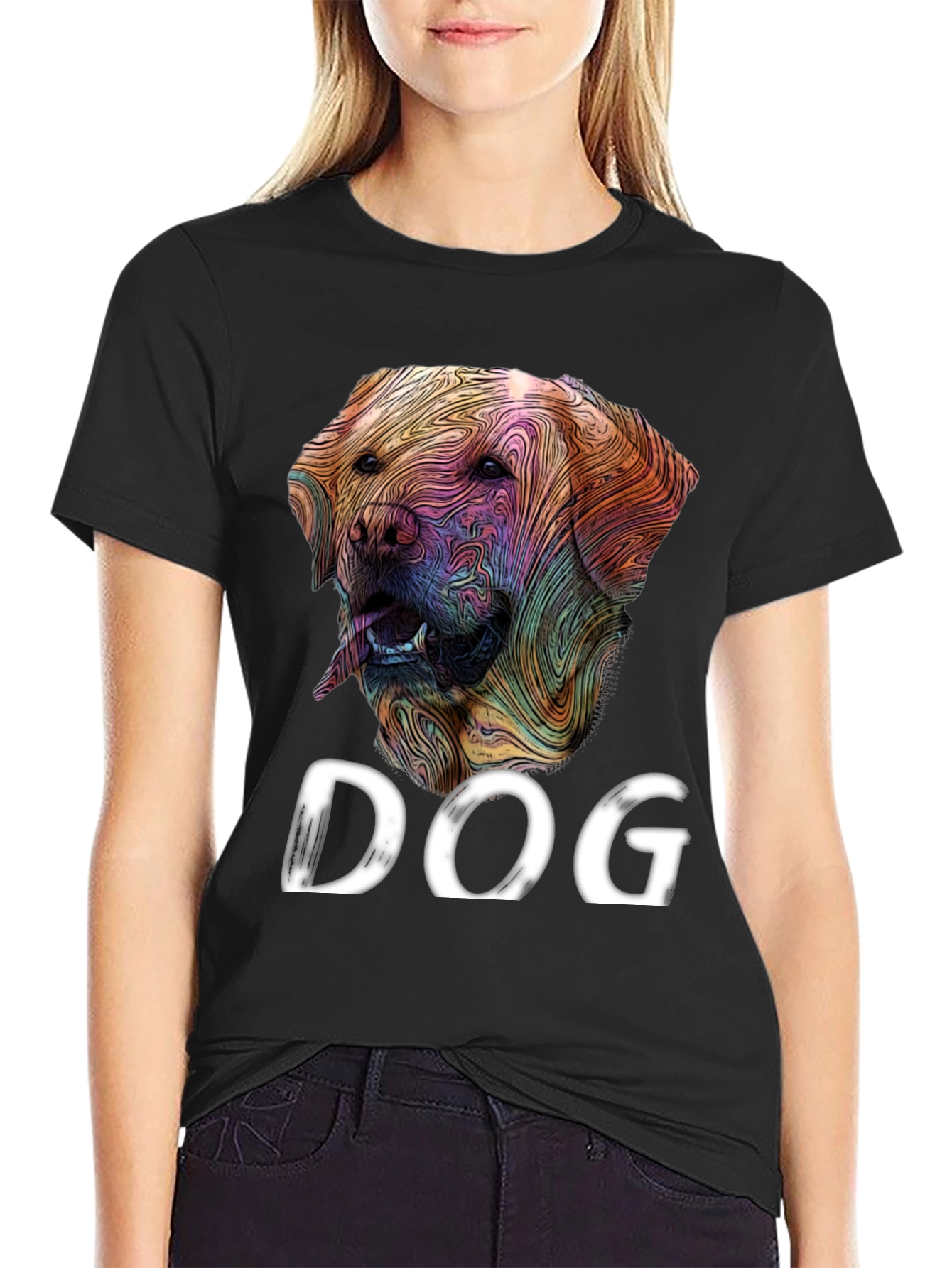 Black Dog Graphic Tee - Artistic Labrador Design view 2