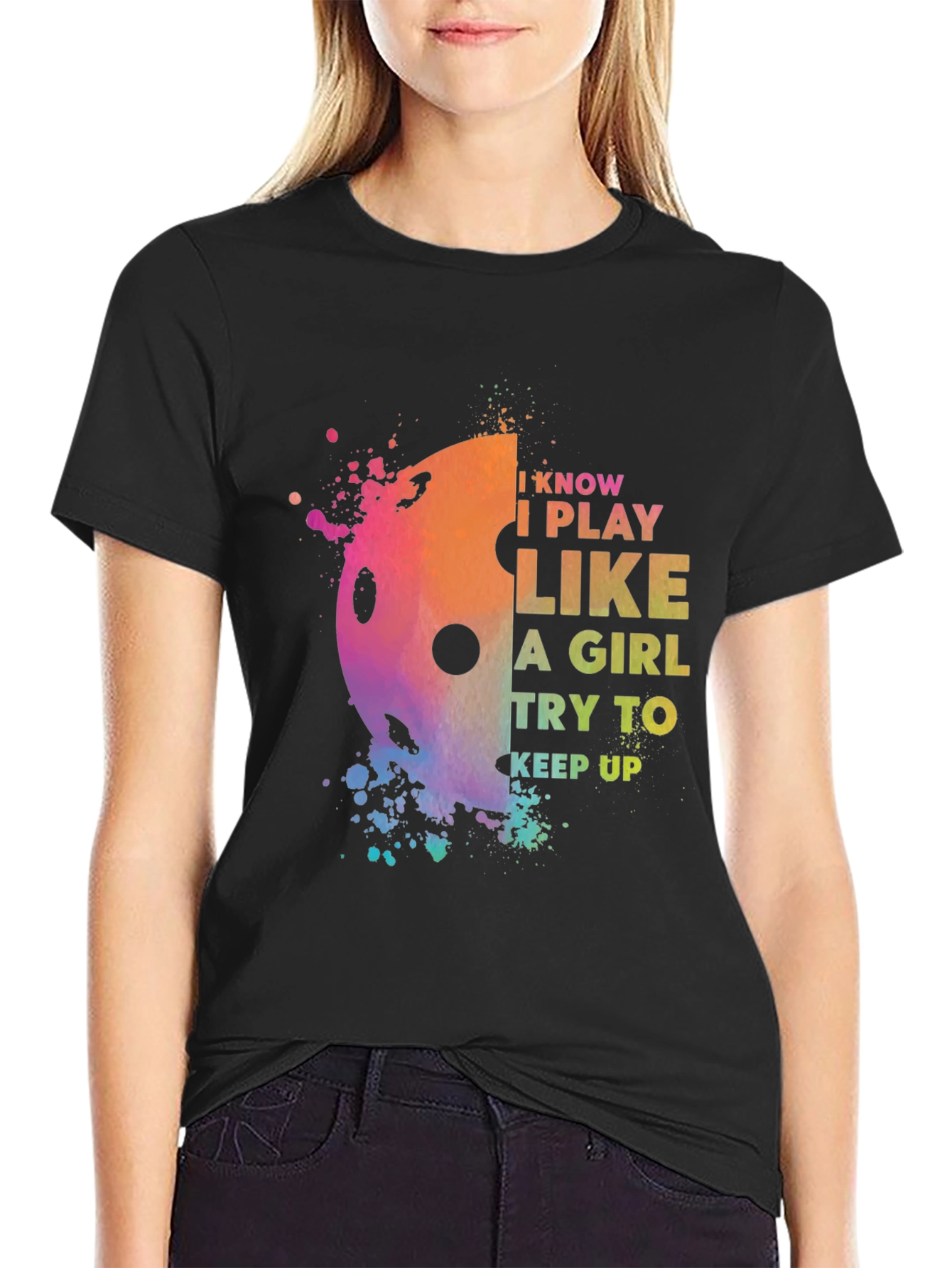 Black Pickleball I Play Like A Girl T-Shirt view 2