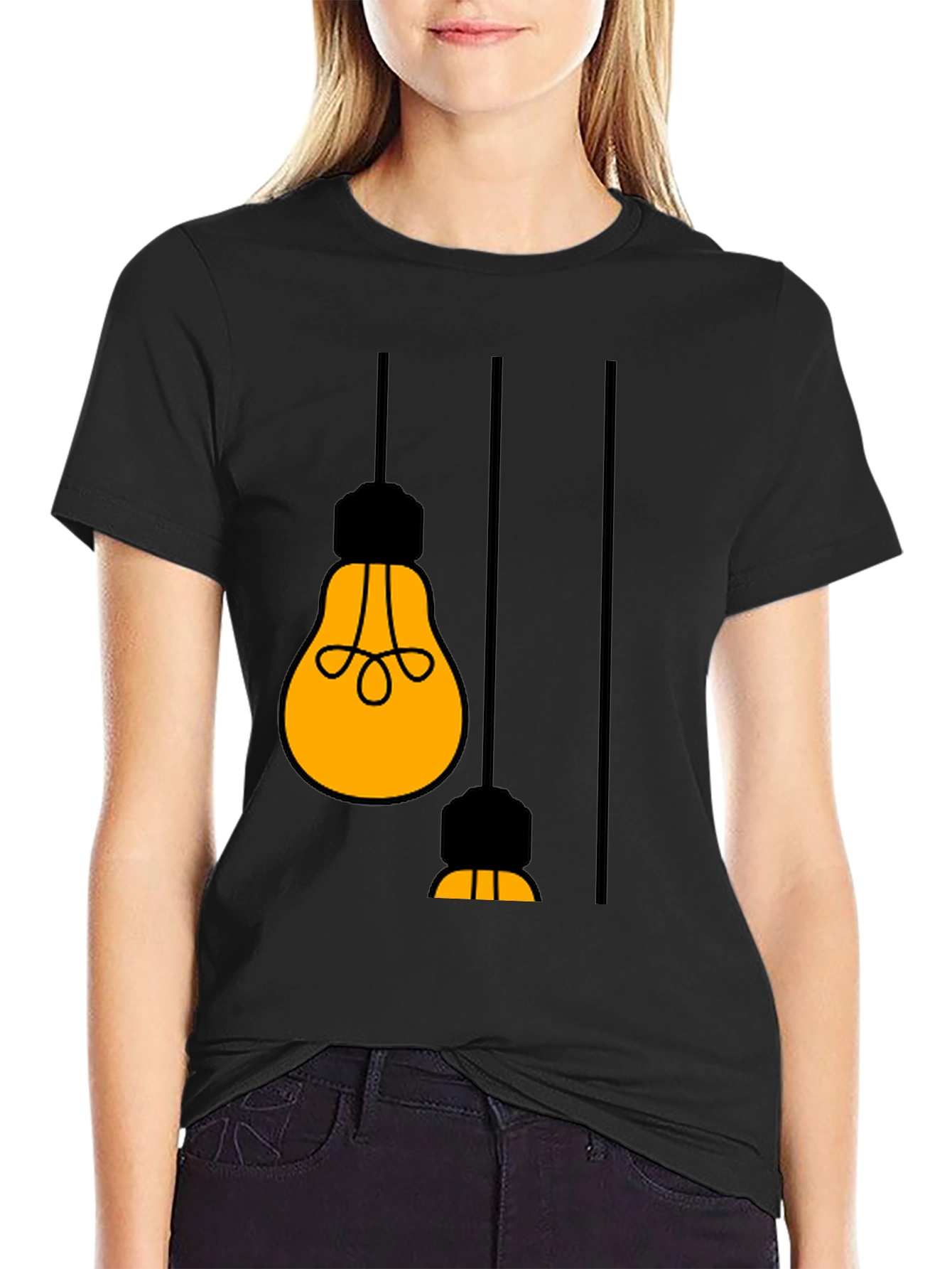 Black Illuminating Light Bulb Graphic Tee view 2
