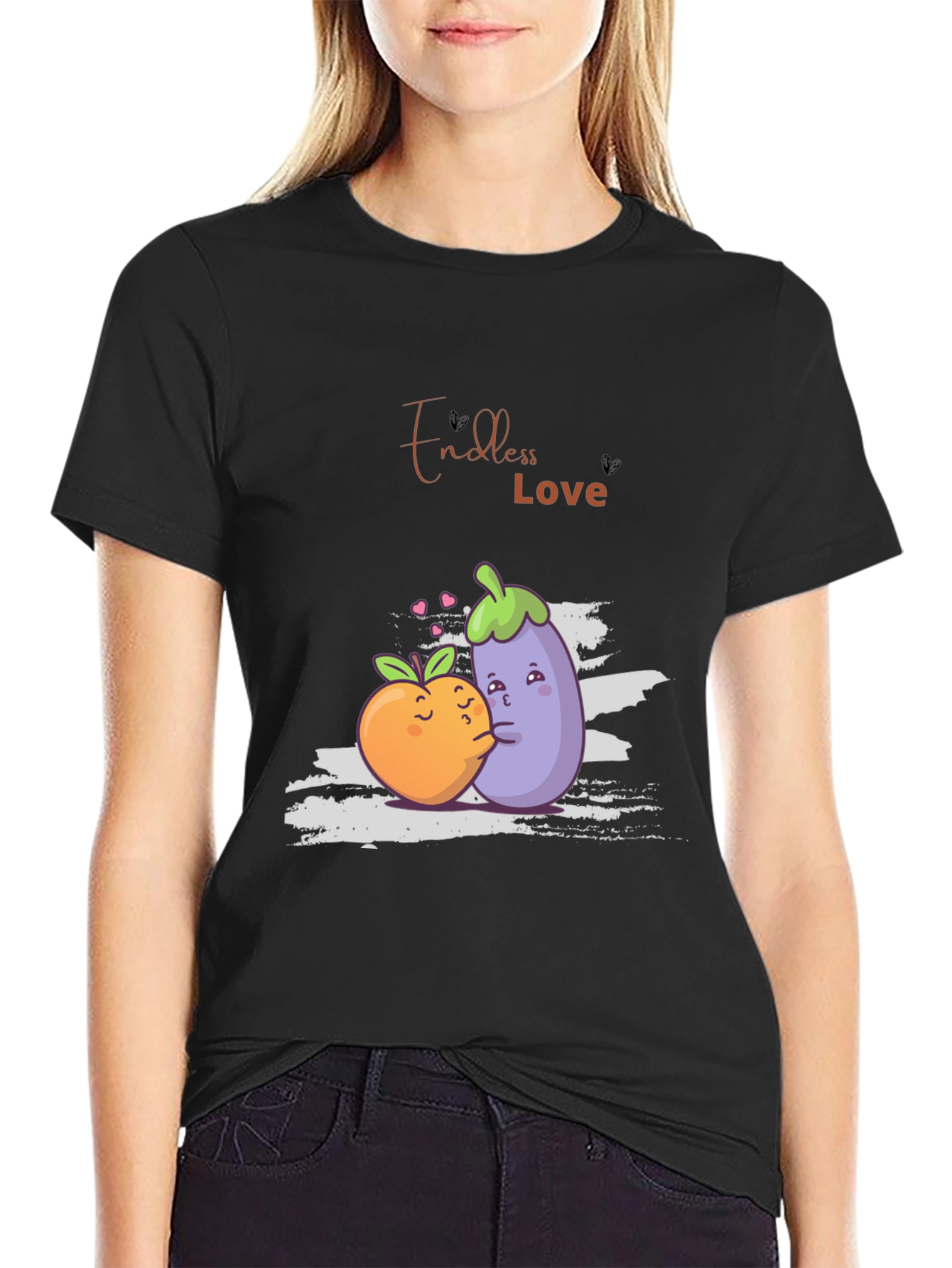 Black Endless Love Black Graphic T-Shirt view 2