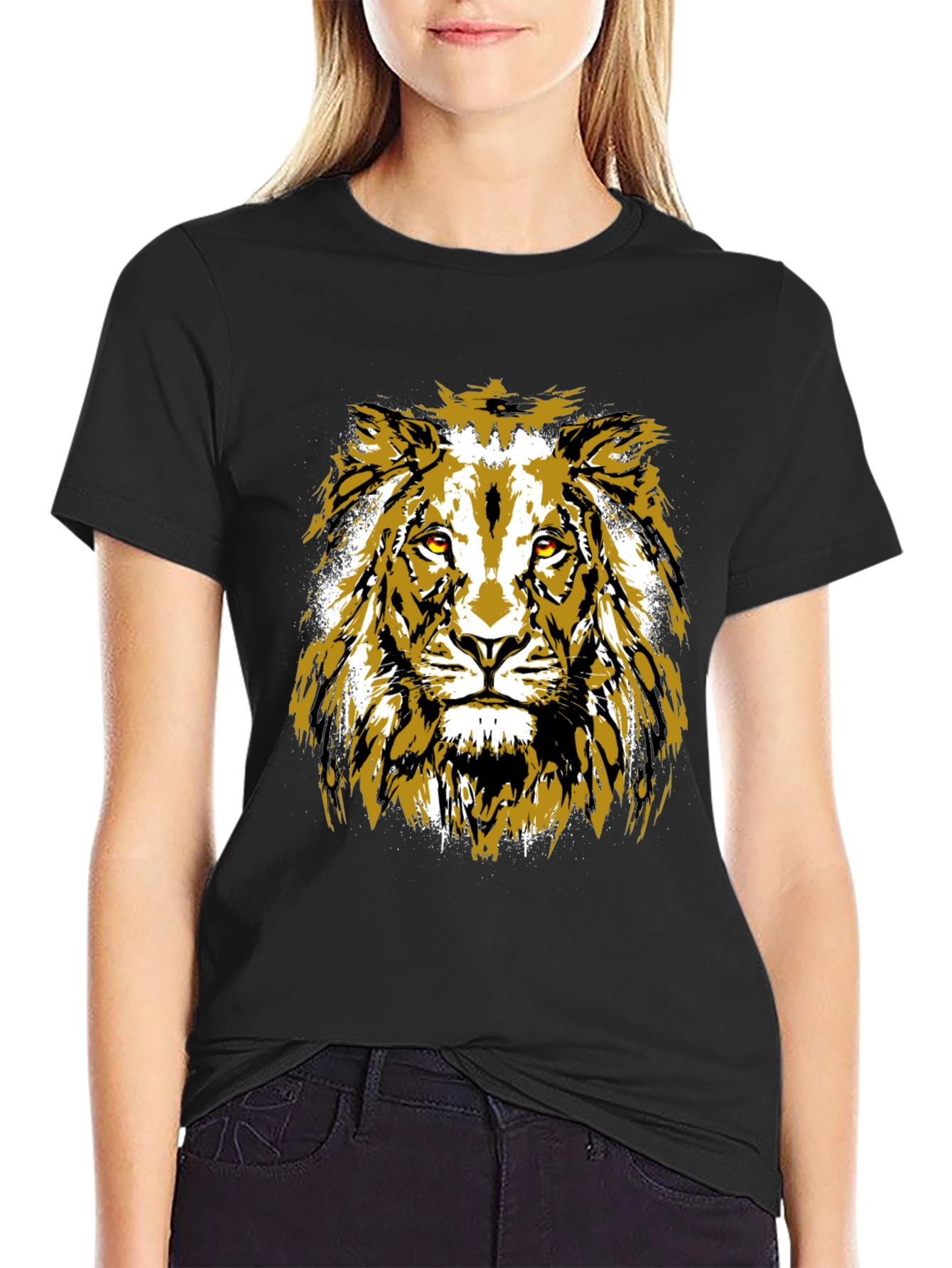 Black Lion Graphic Black T-Shirt view 2