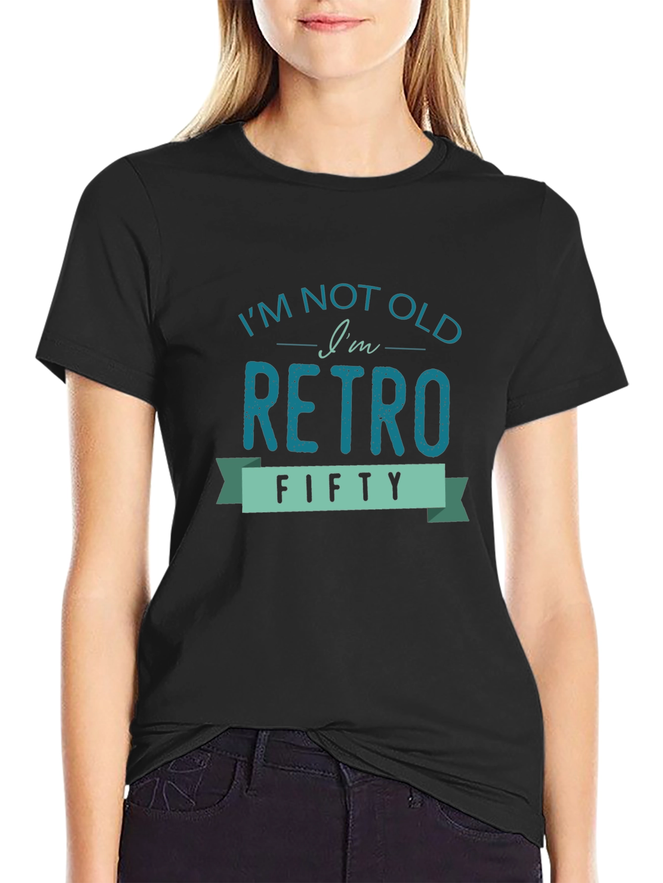 Black Retro Fifty Graphic Tee - Funny Birthday Gift T-Shirt view 2