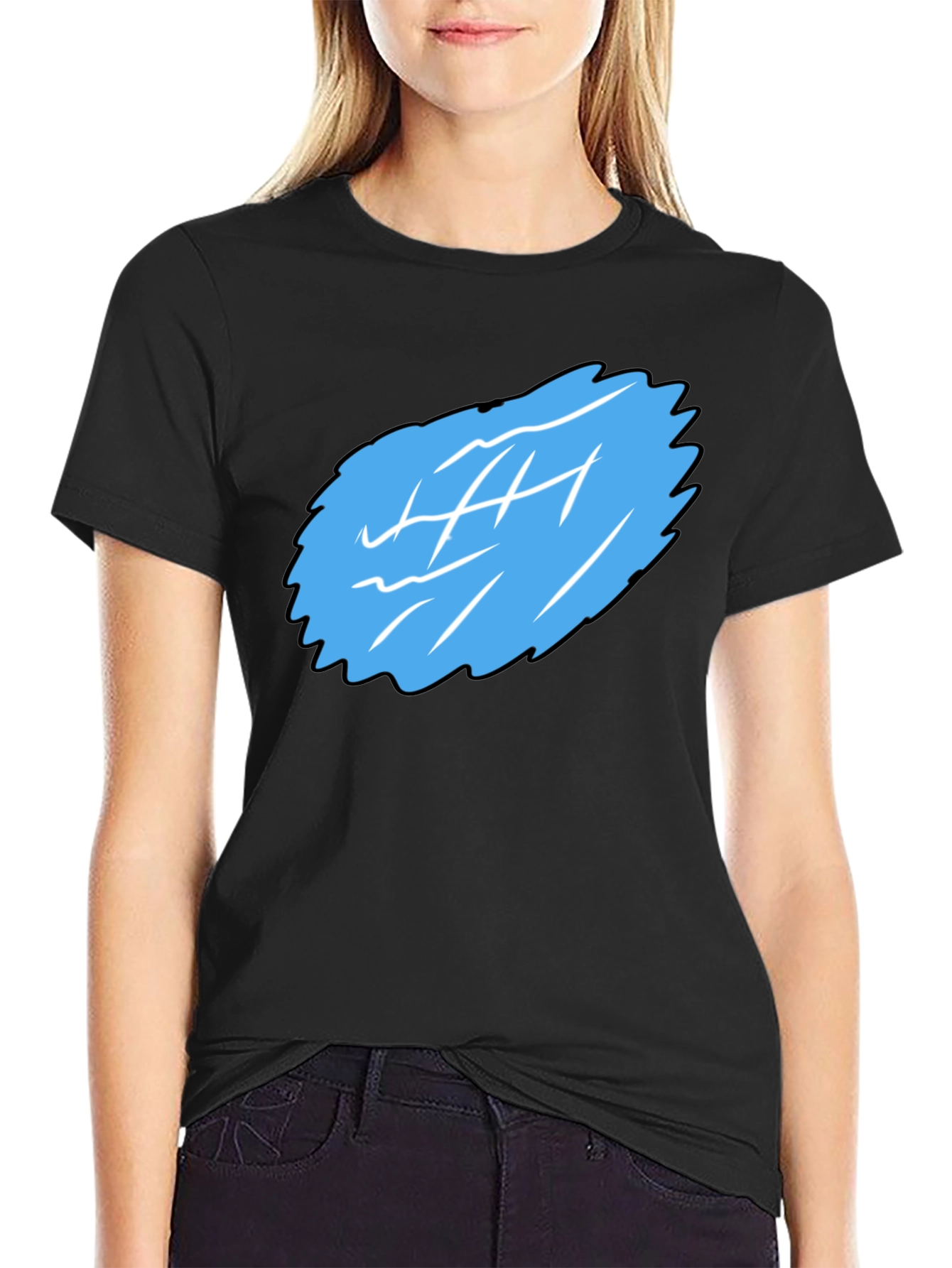 Black Men's Black Graphic Tee - Abstract Blue Design view 2