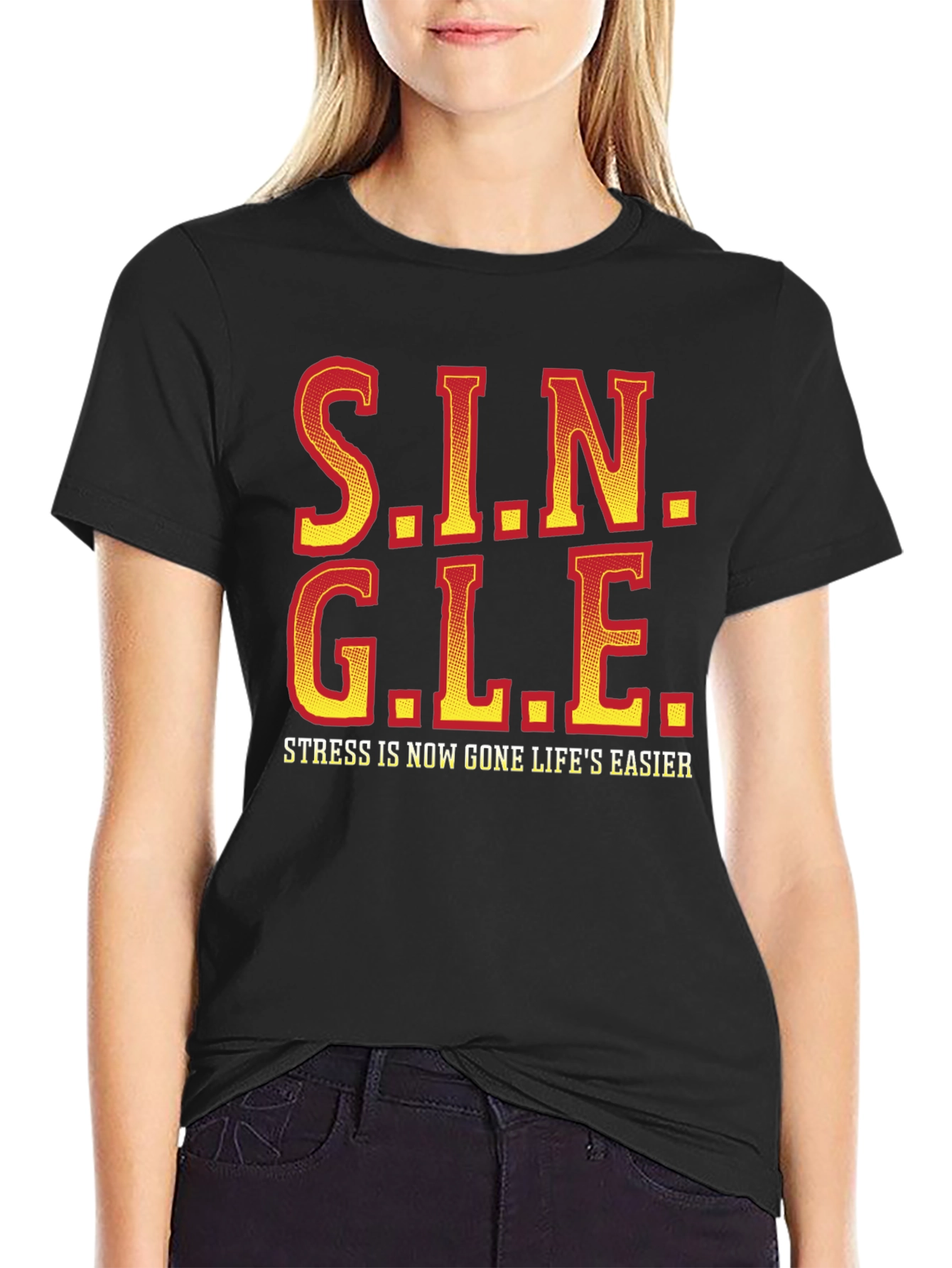 Black Single Graphic Tee - Stress Free Lifestyle Shirt view 2