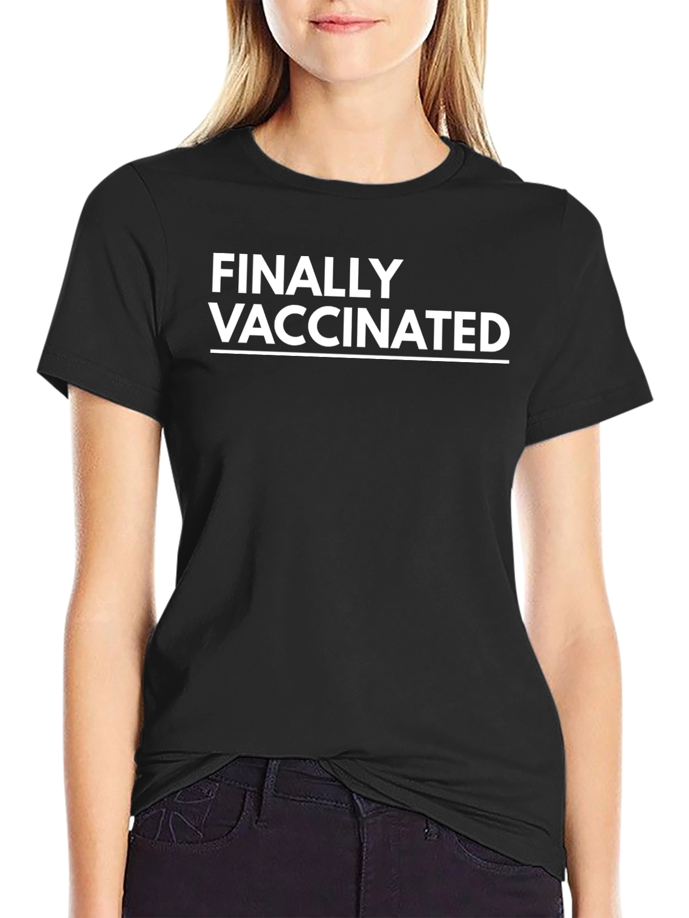 Black Finally Vaccinated Graphic Tee - Black view 2