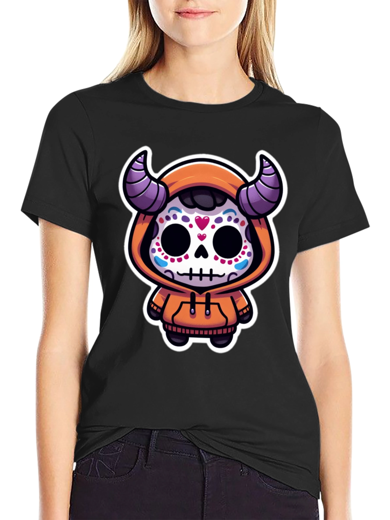 Black Sugar Skull Devil Kid's Graphic Tee view 2