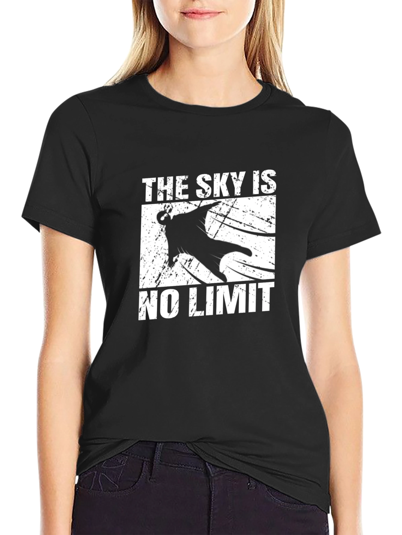 Black The Sky is No Limit Black Graphic Tee view 2