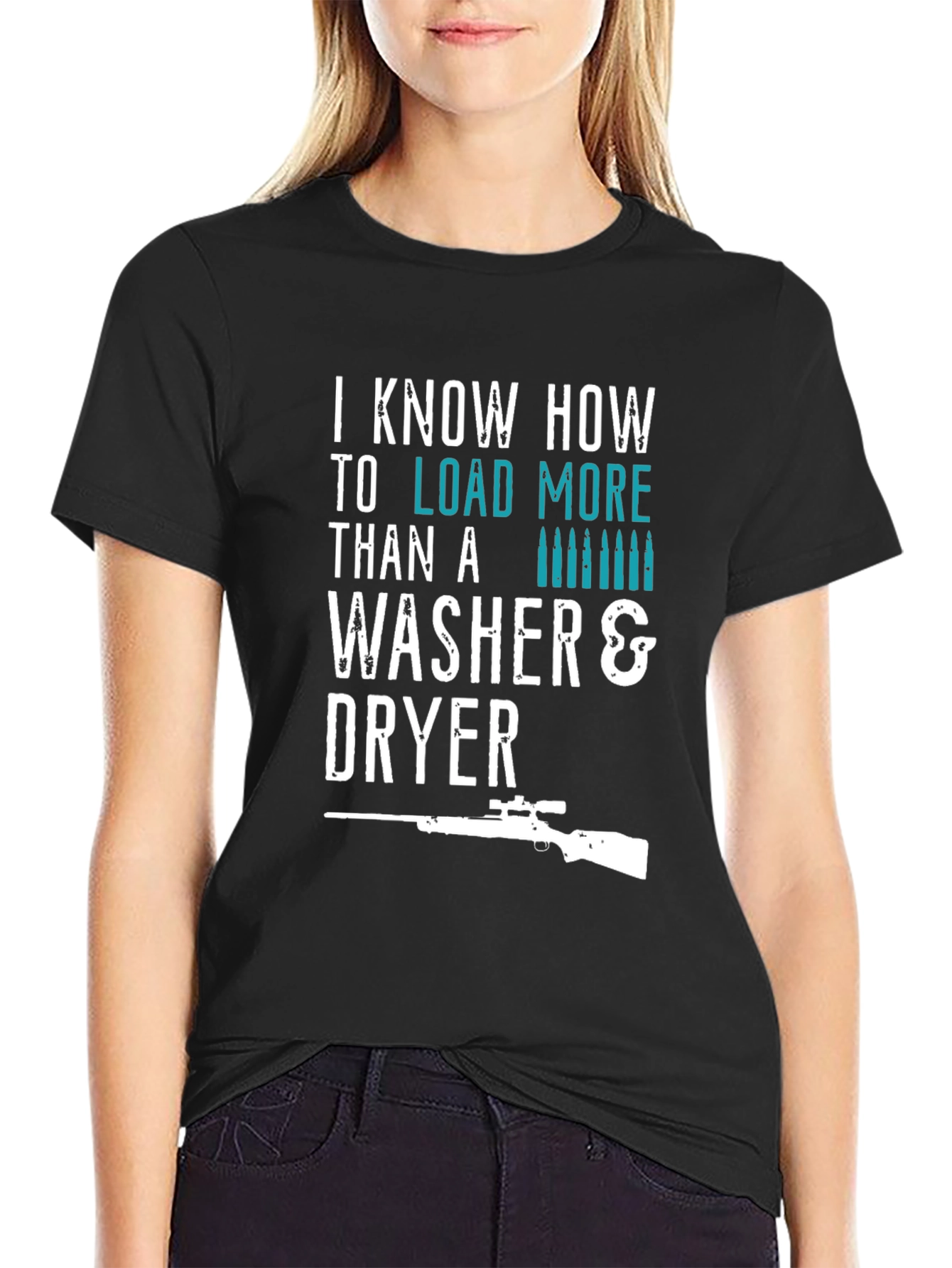 Black I Load More Than Washer & Dryer T-Shirt view 2