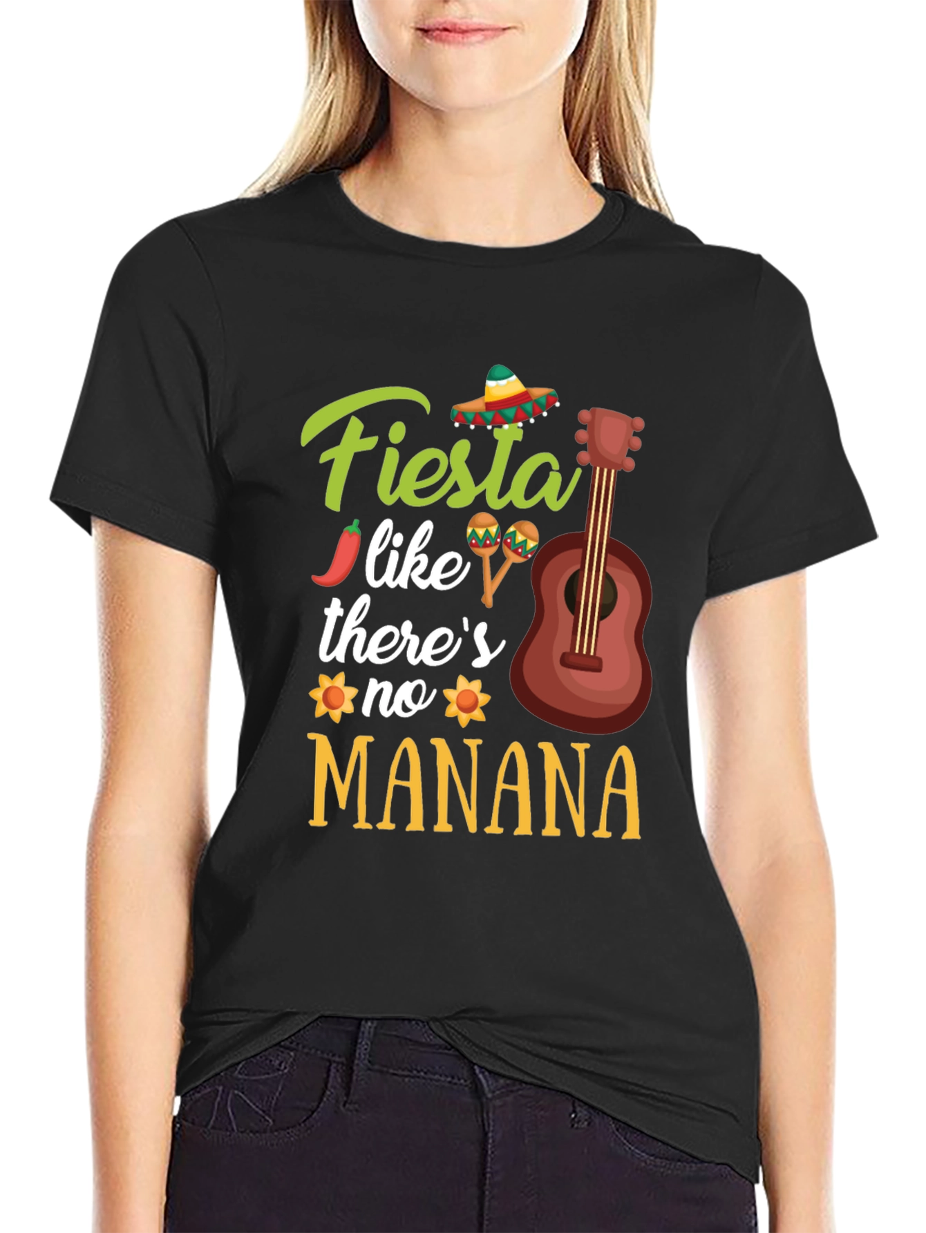 Black Fiesta Like There's No Manana T-Shirt view 2