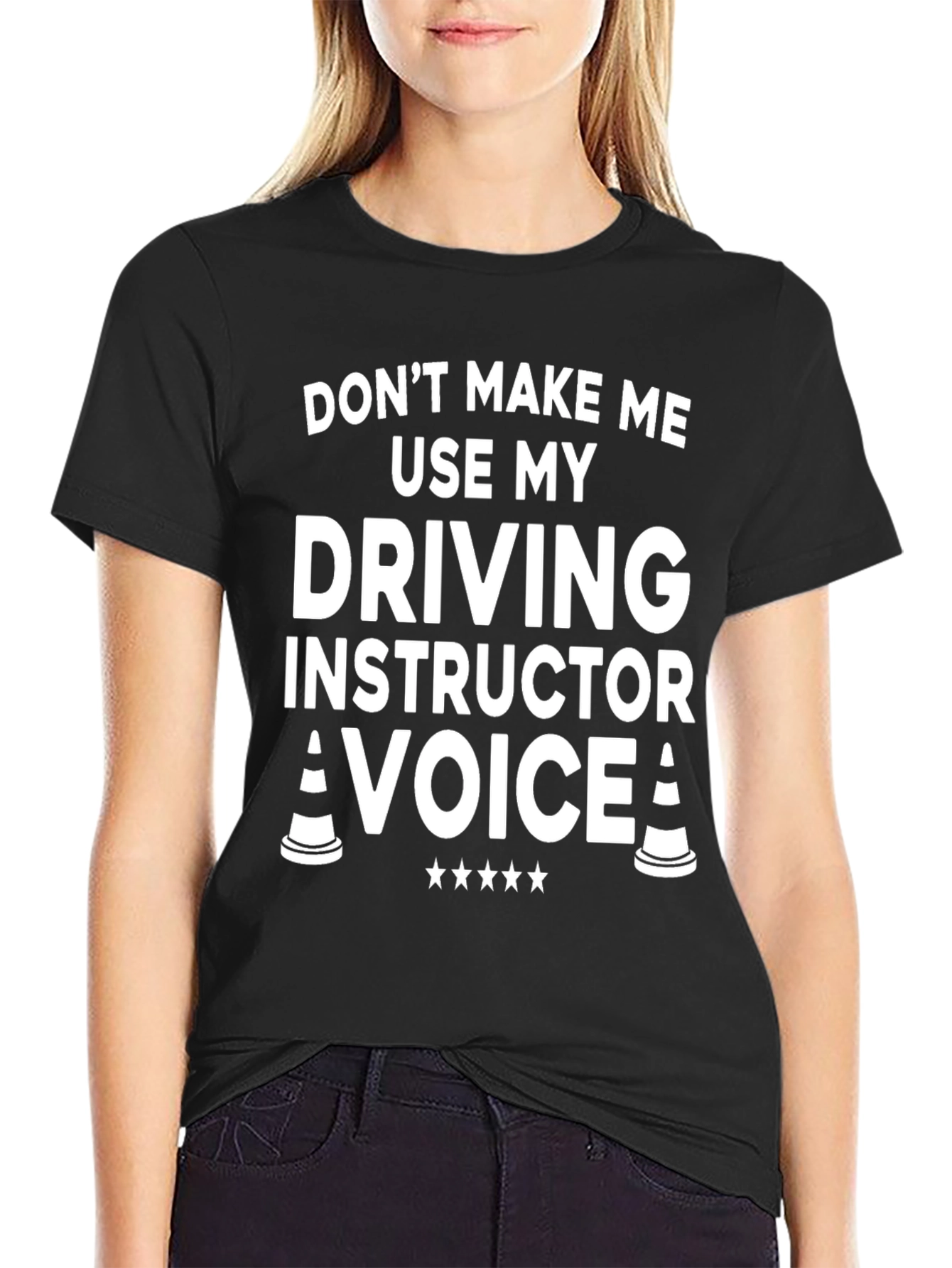 Black Driving Instructor T-Shirt: Don't Make Me Use My Voice! view 2