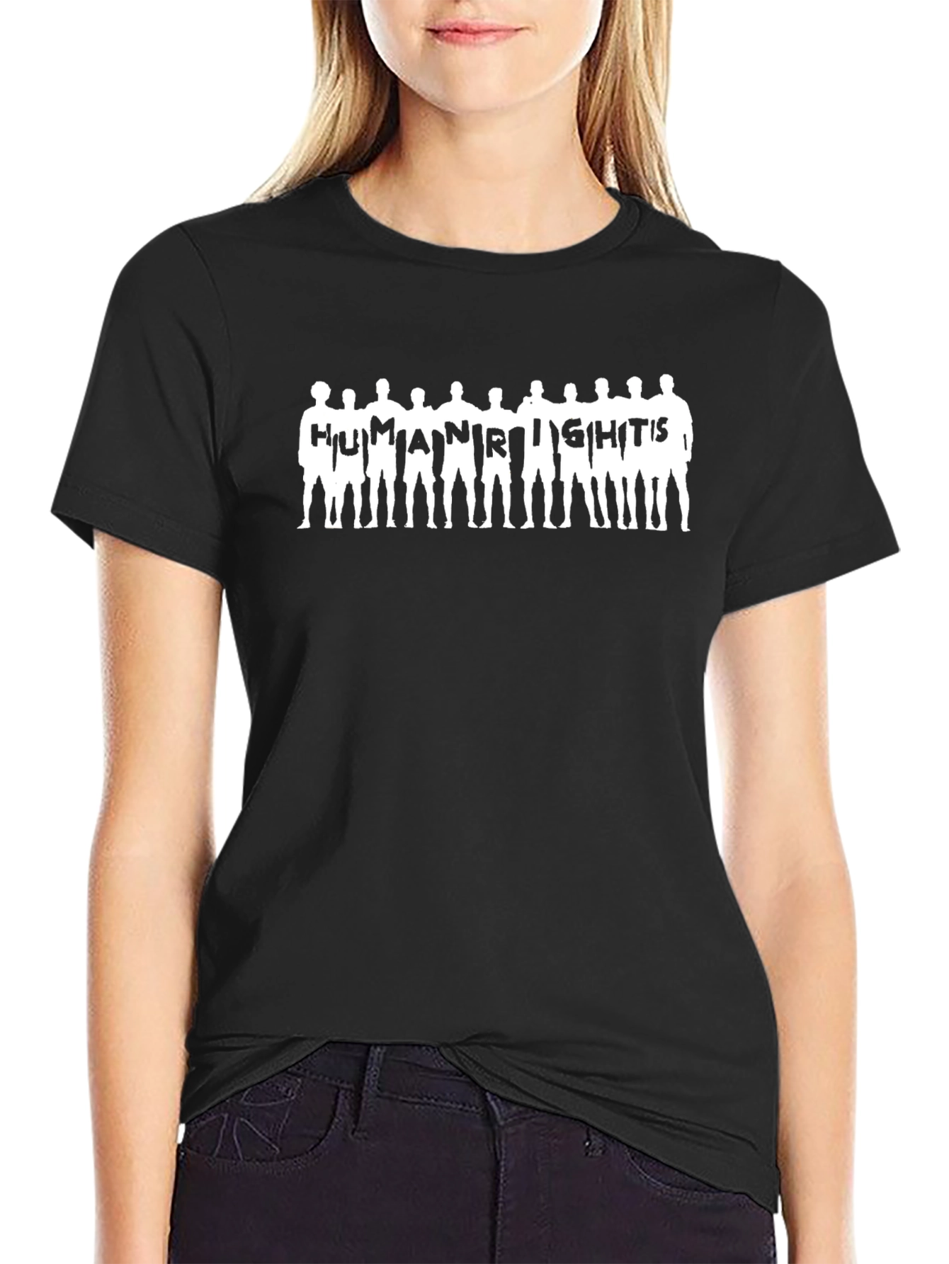 Black Human Rights Graphic Tee - Black Unisex T-Shirt view 2