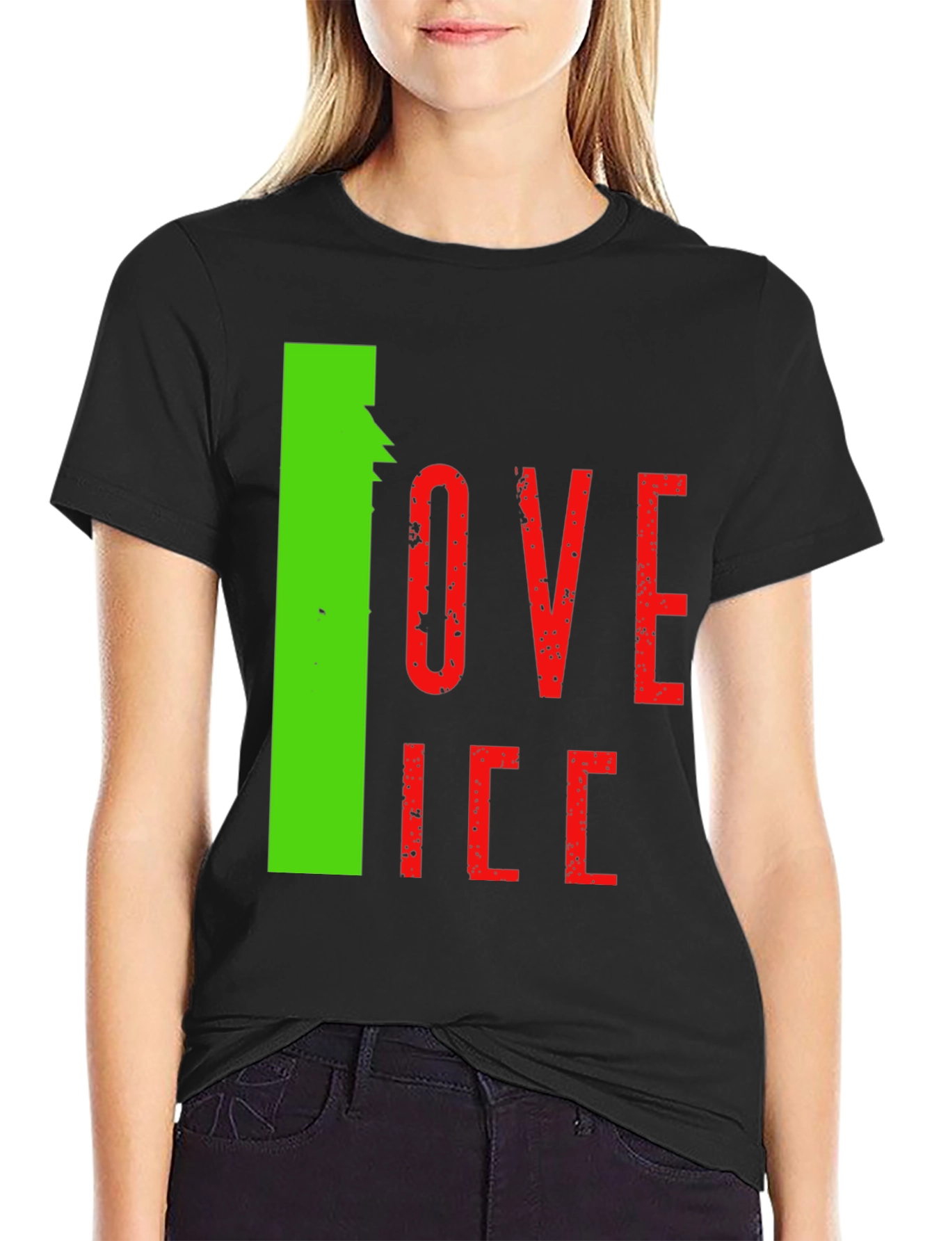 Black I Love Ice Novelty Graphic T-Shirt view 2