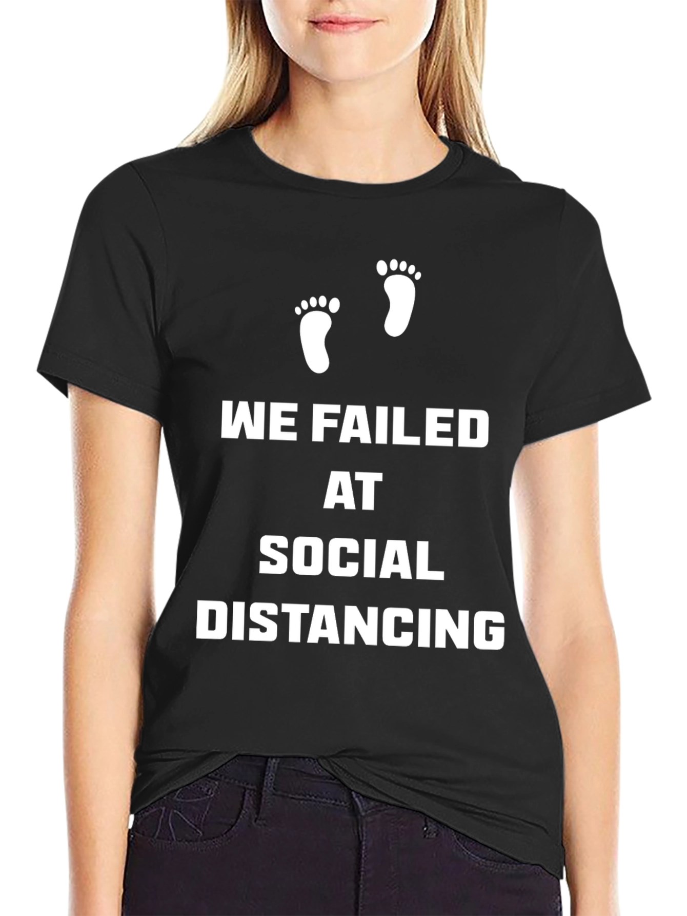 Black Funny Social Distancing Pregnancy T-Shirt view 2