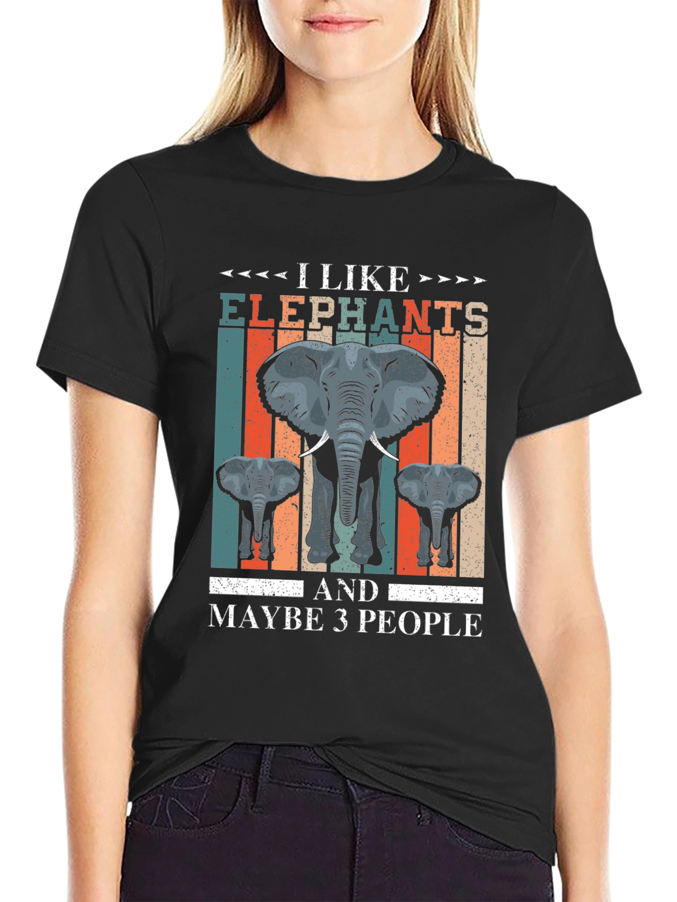 Black I Like Elephants T-Shirt - Funny Animal Lover Tee view 2