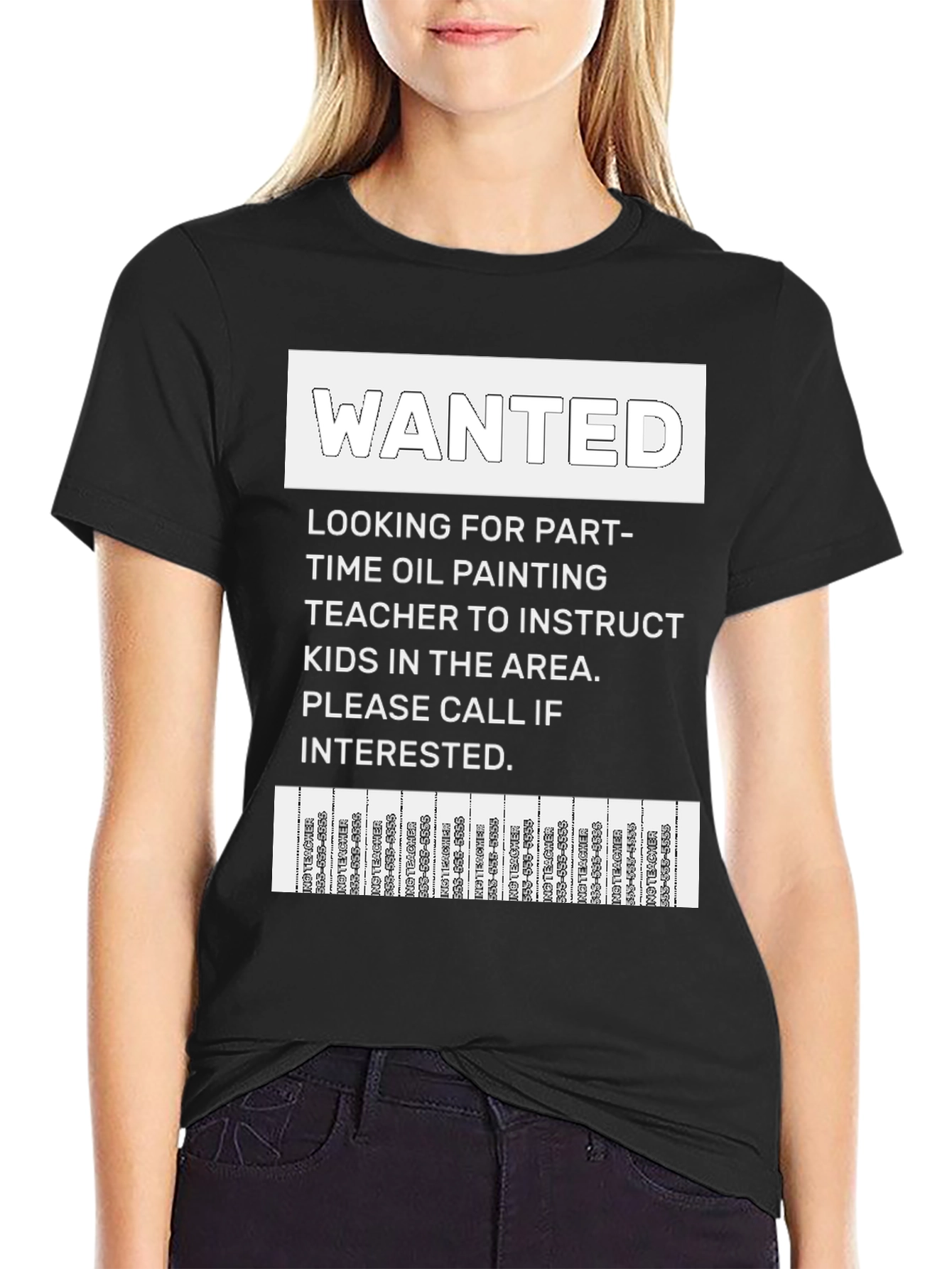 Black Wanted: Oil Painting Teacher T-Shirt view 2