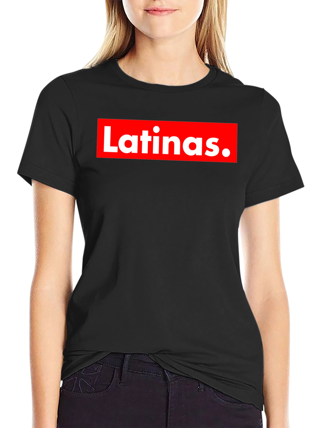 Black Latinas Graphic Tee - Red Box Logo - Trendy Fashion Shirt view 2