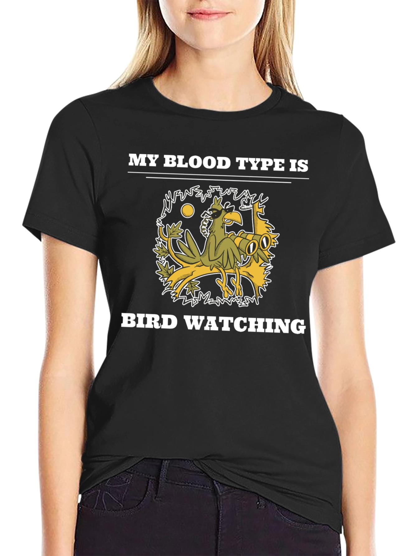 Black Bird Watching Blood Type Graphic T-Shirt view 2