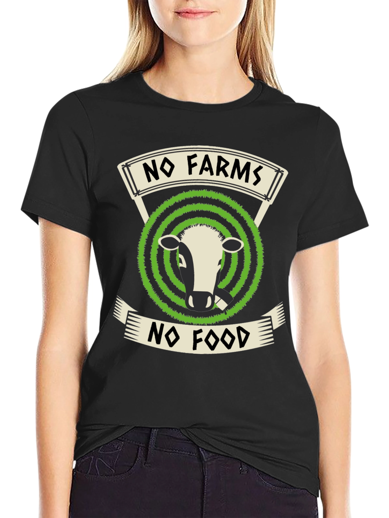 Black No Farms No Food Graphic Tee view 2