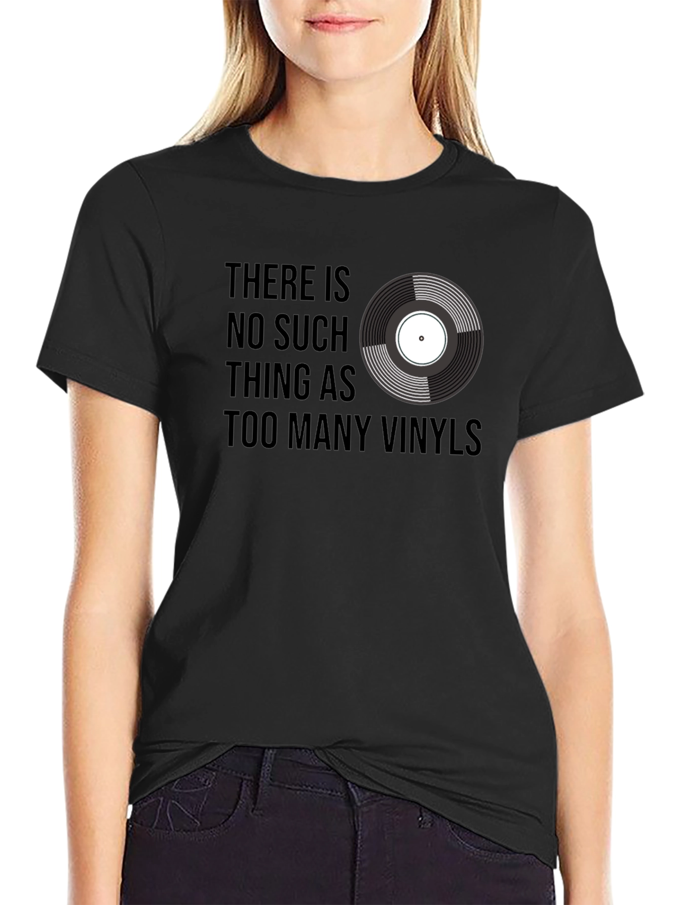 Black Vinyl Record T-Shirt - Music Lover Tee view 2