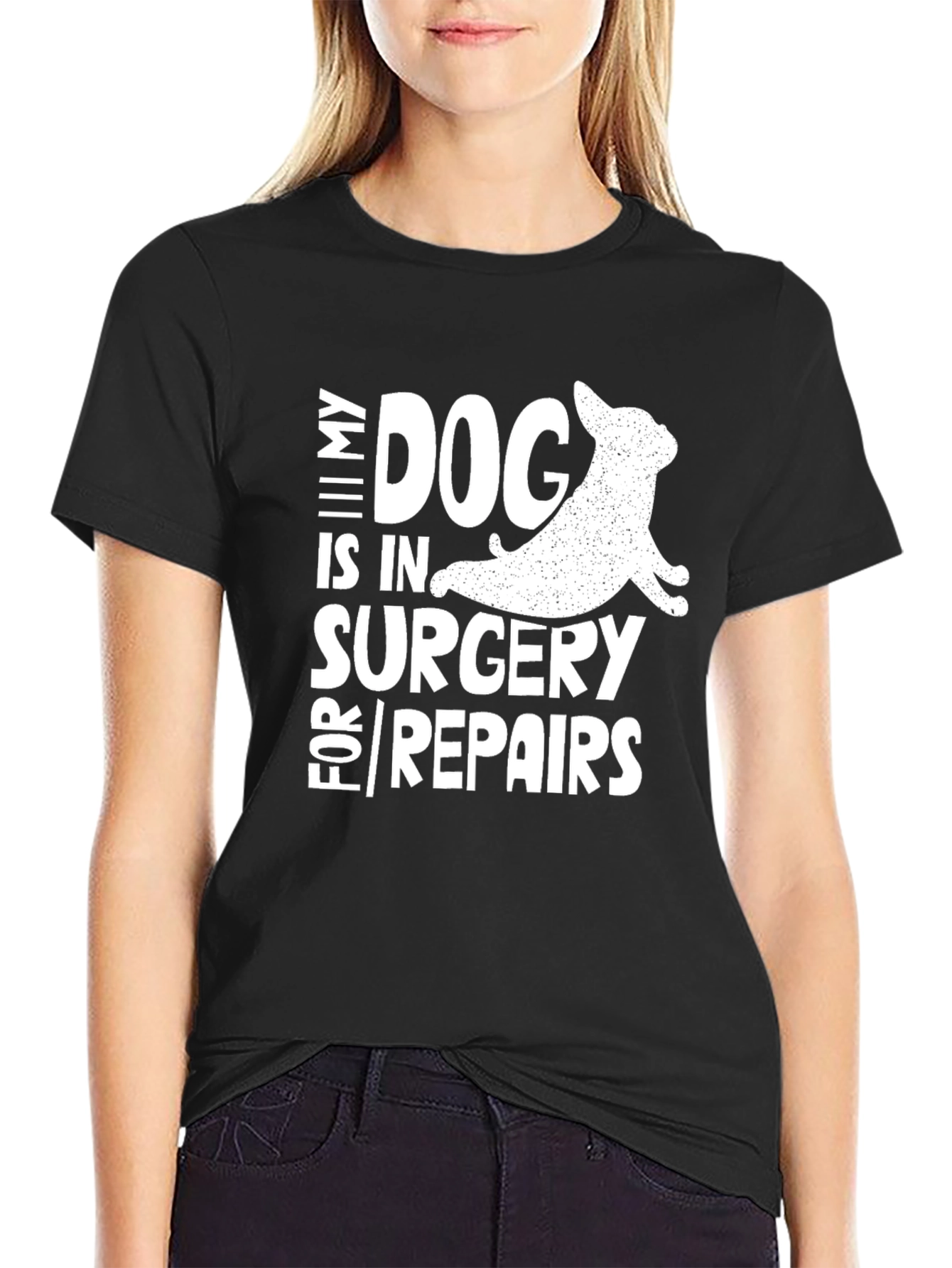 Black My Dog is in Surgery T-Shirt view 2