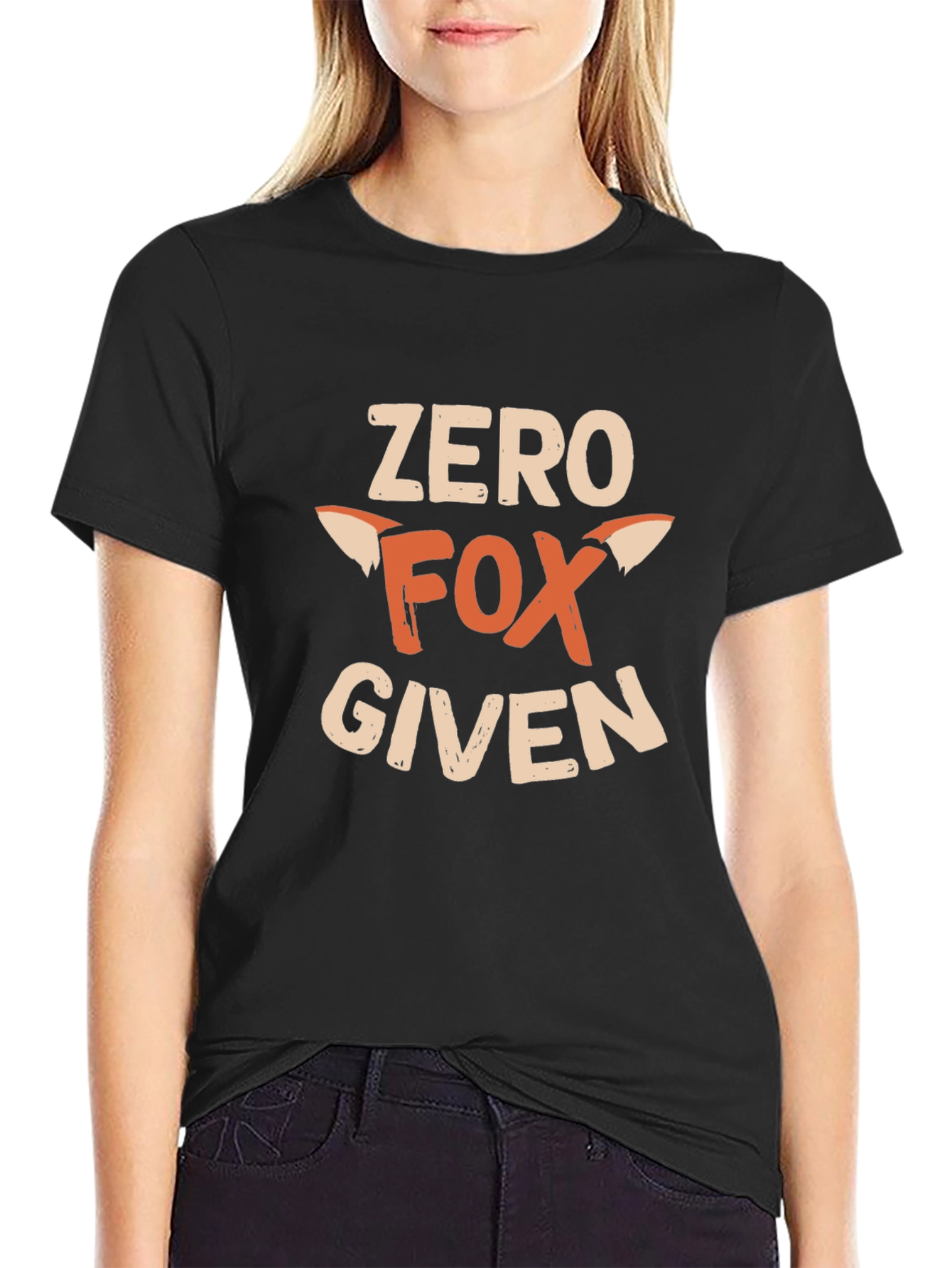 Black Zero Fox Given Graphic T-Shirt -  Funny Animal Tee view 2
