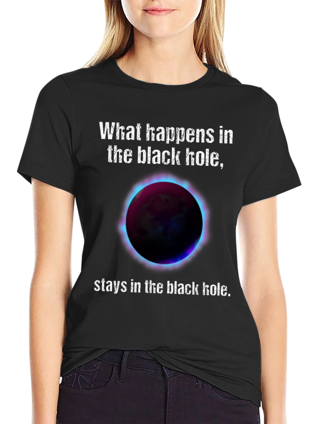 Black Black Hole Graphic T-Shirt - Space Humor Tee view 2