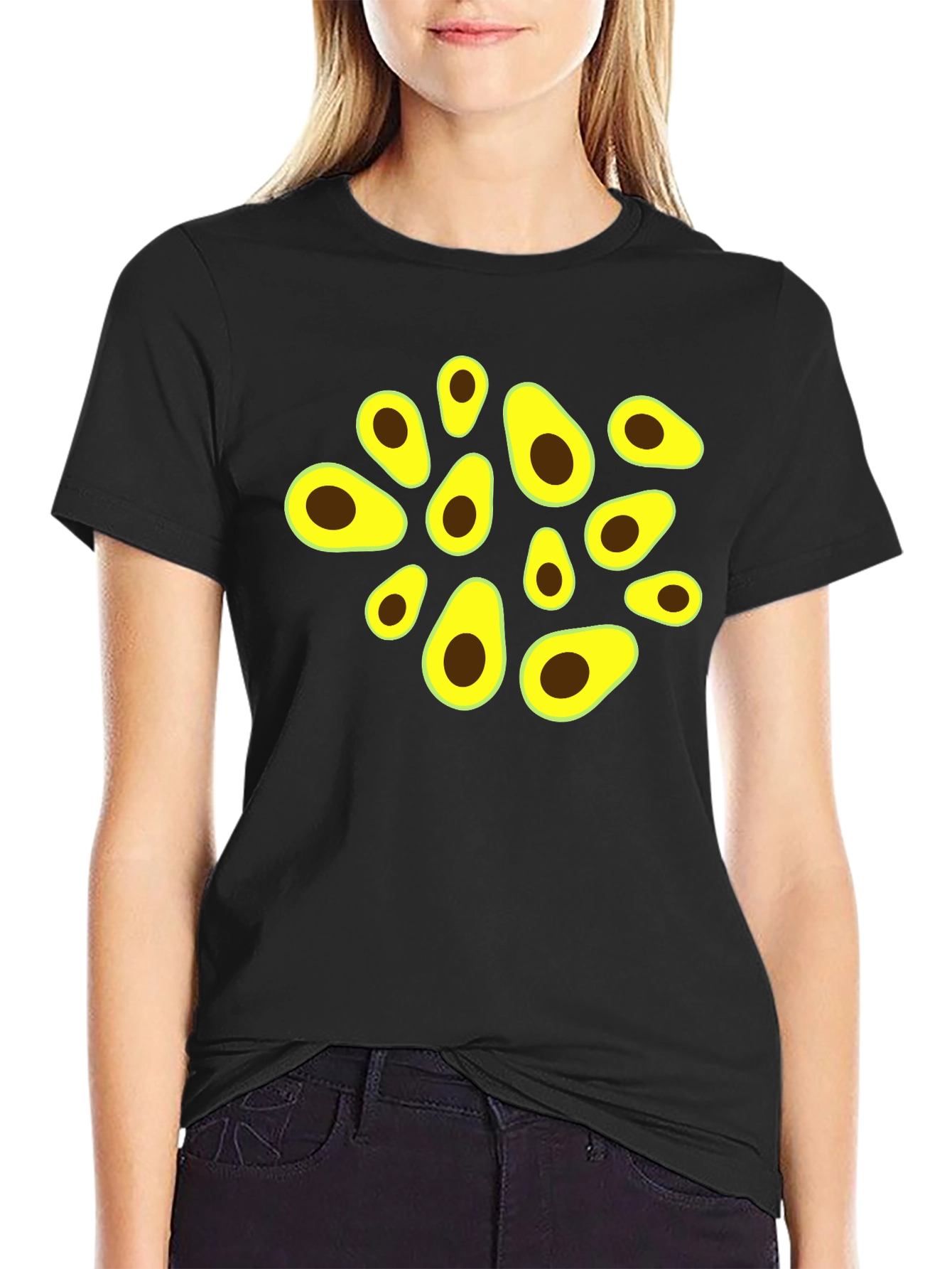 Black Avocado Graphic Black T-Shirt view 2