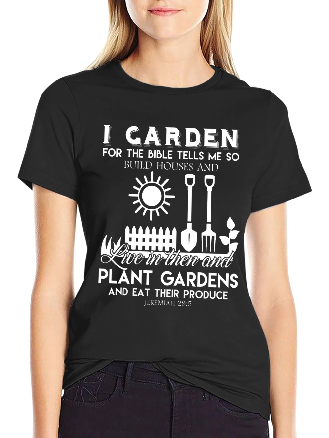 Black I Garden Bible Verse Black T-Shirt view 2