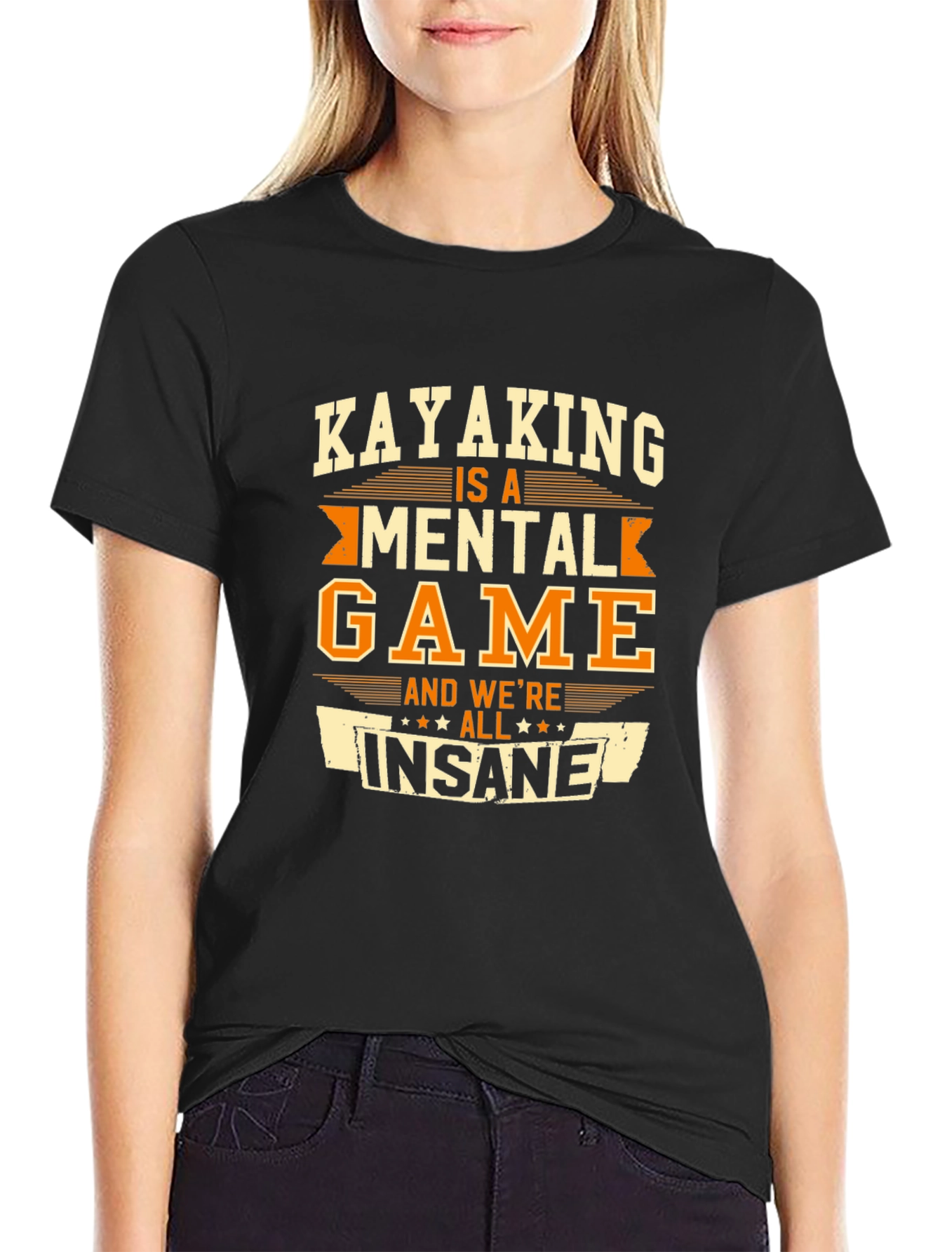Black Kayaking Mental Game T-Shirt view 2