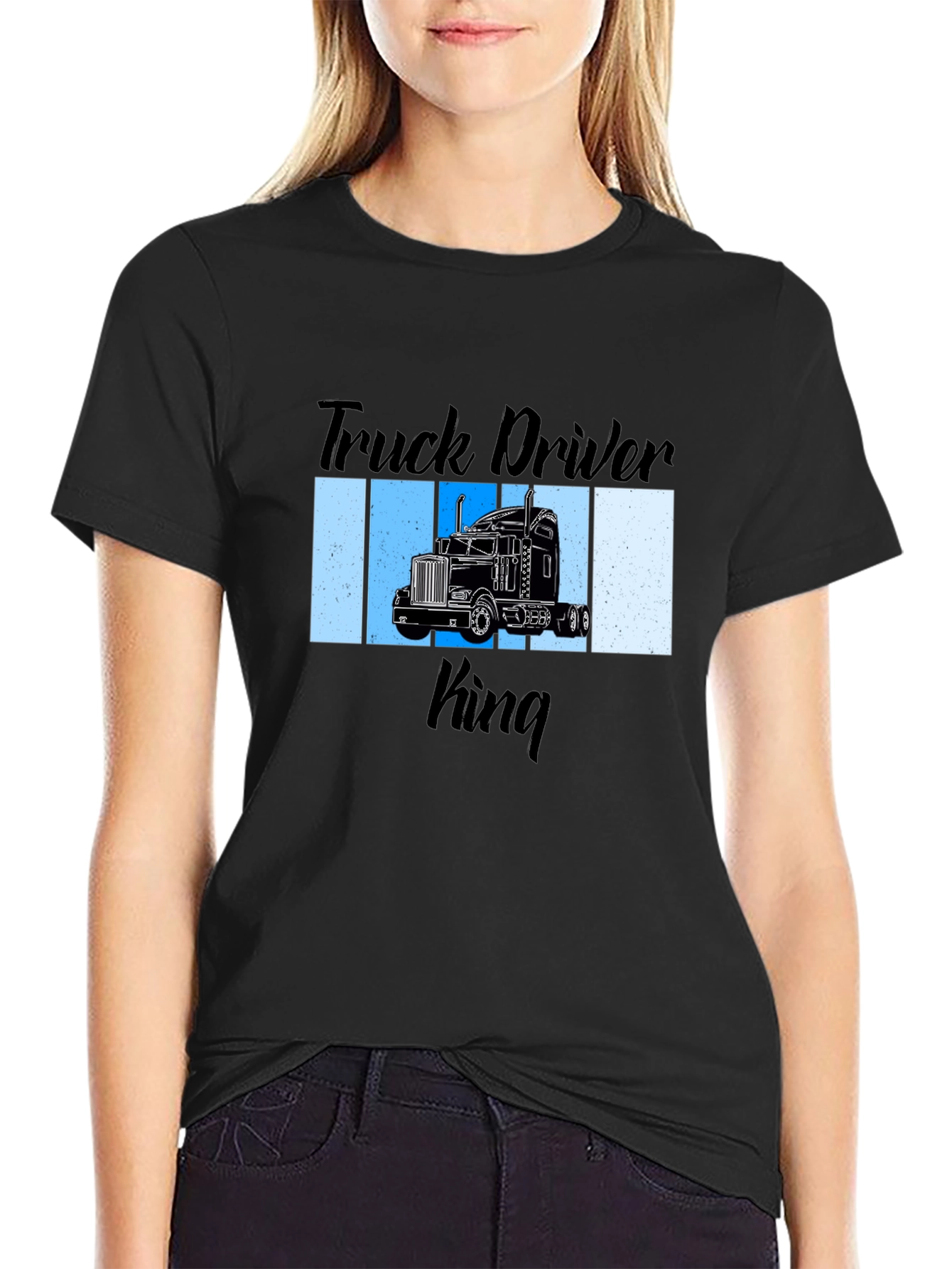Black Truck Driver King Graphic T-Shirt view 2