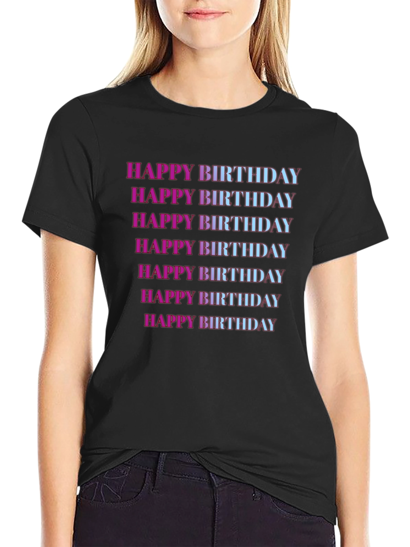 Black Happy Birthday T-Shirt view 2