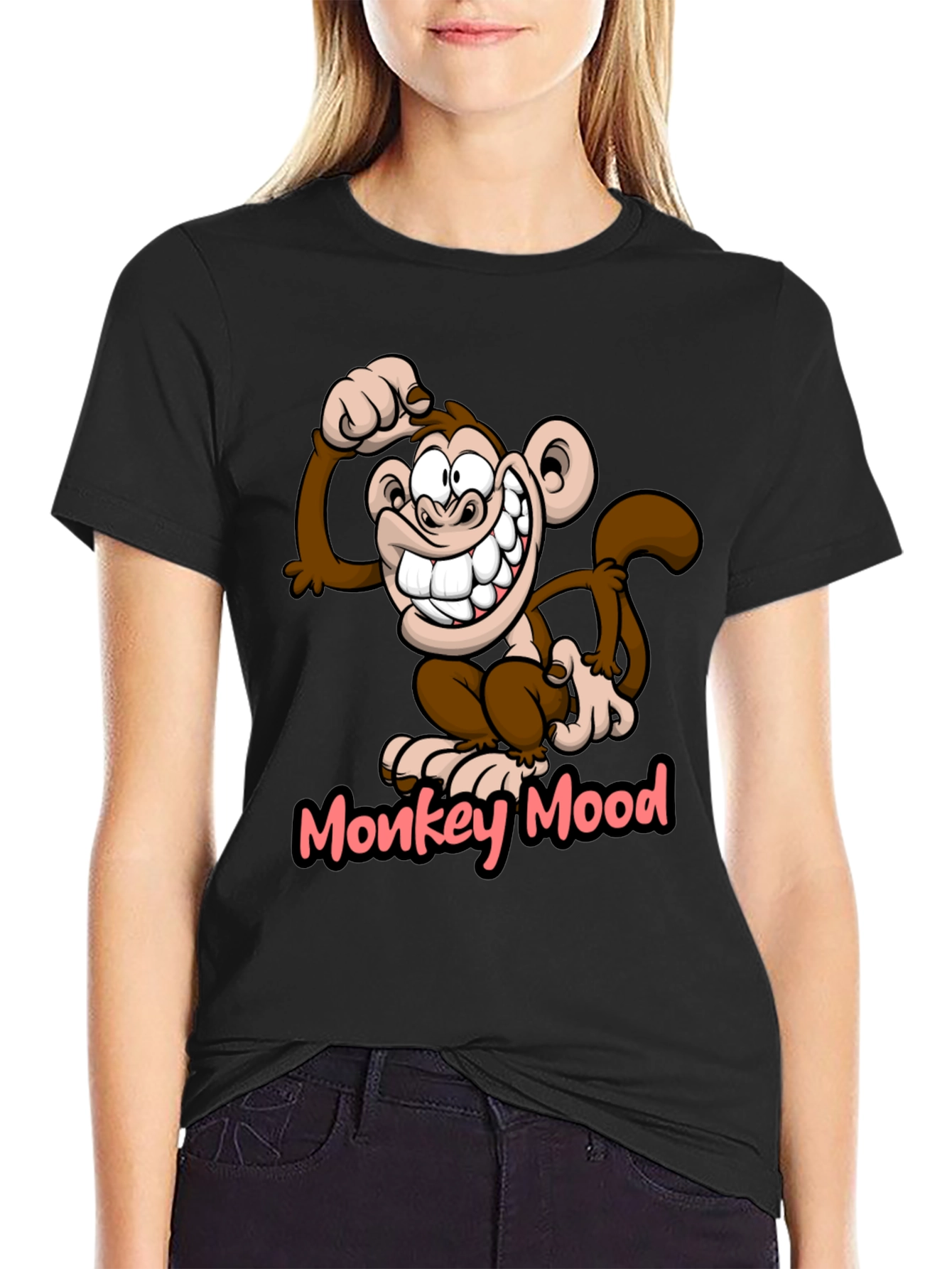 Black Monkey Mood Graphic T-Shirt - Fun Novelty Tee view 2